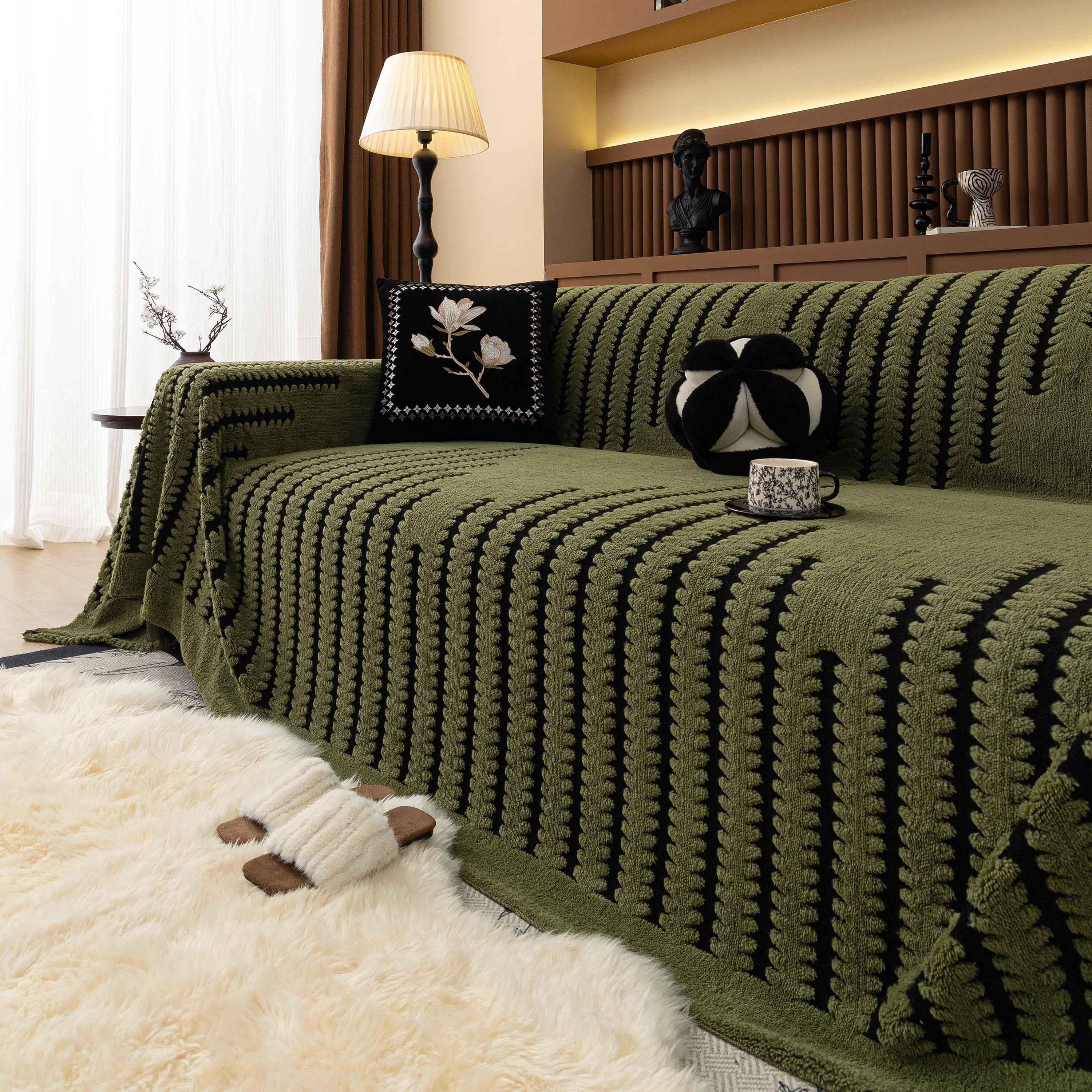 Jacquard Fleece Throw Blanket for Couch Plush Fuzzy Cozy Soft Blankets and Throws for Sofa - TaroTextile