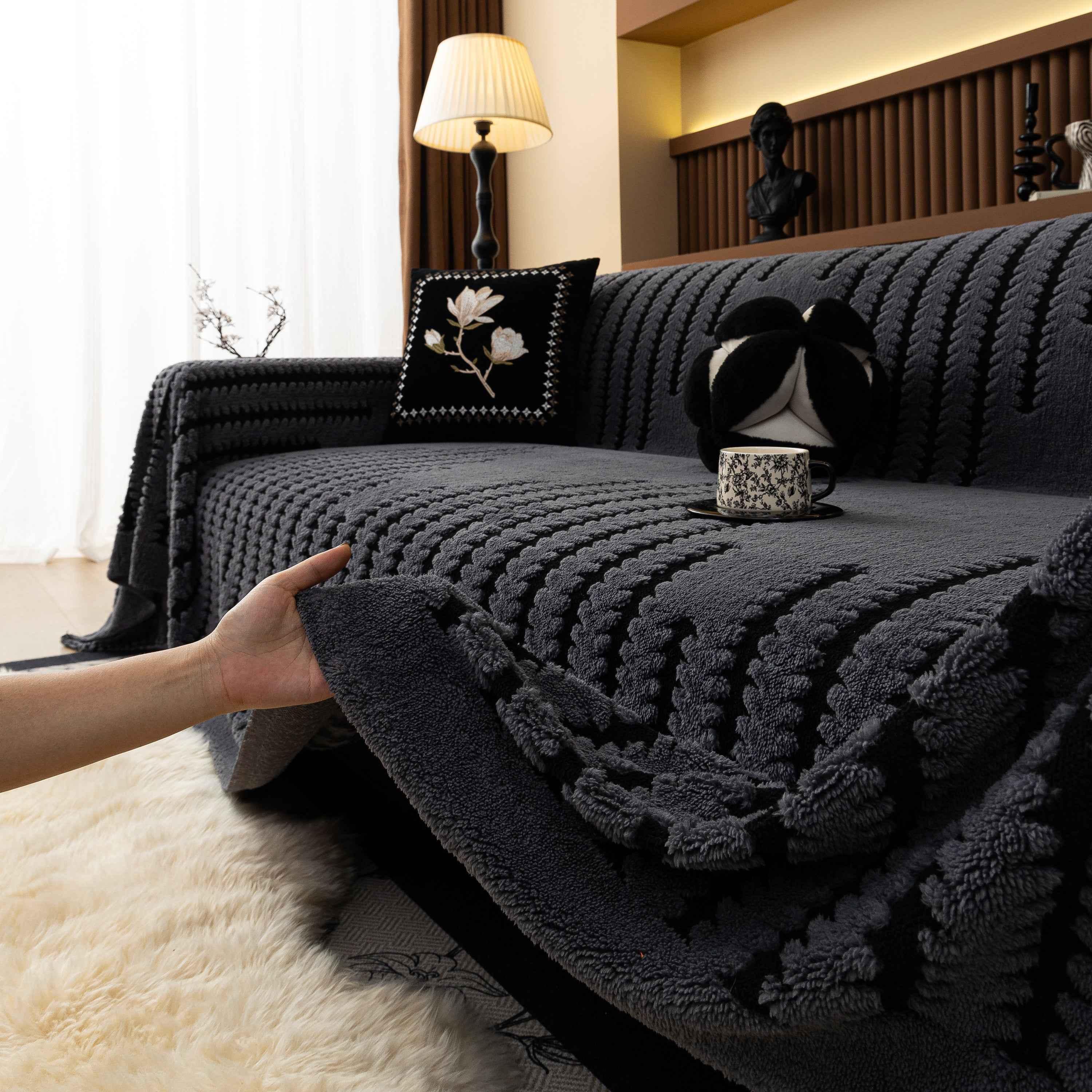 Jacquard Fleece Throw Blanket for Couch Plush Fuzzy Cozy Soft Blankets and Throws for Sofa - TaroTextile