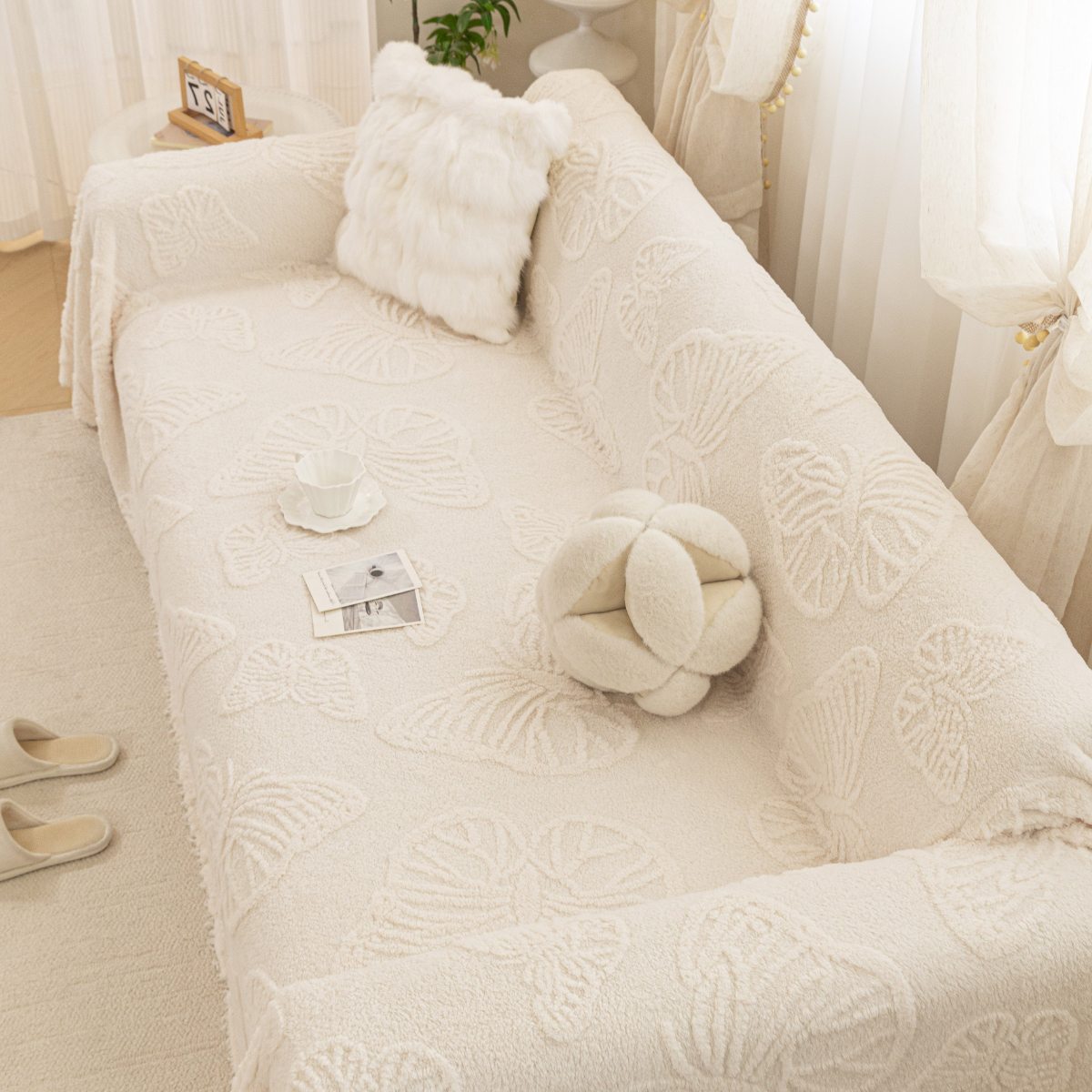 Jacquard Shu Cotton Velvet Throw Blanket - Ultra Soft High-Density Fleece Sofa Blanket Throw for Couch