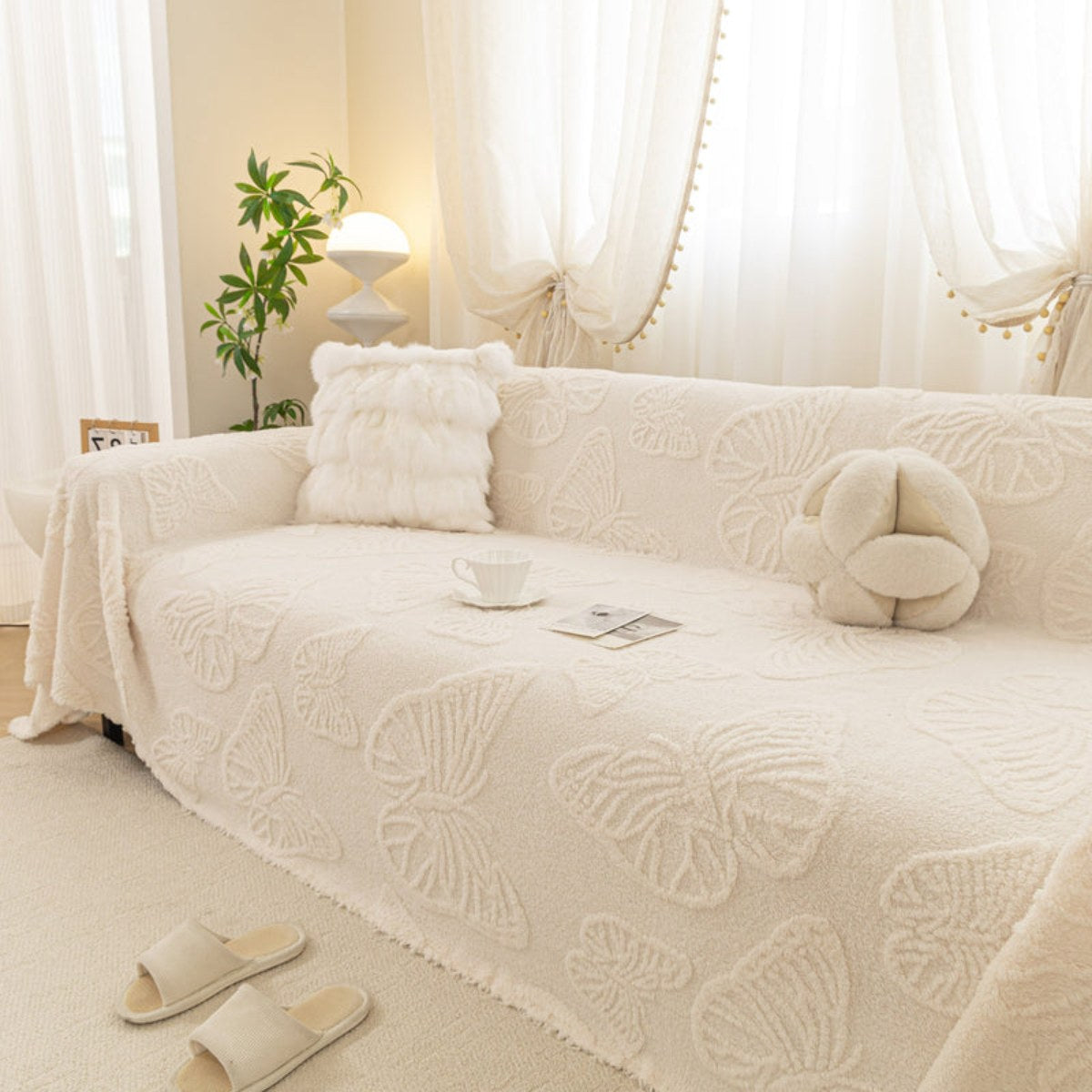 Jacquard Shu Cotton Velvet Throw Blanket - Ultra Soft High-Density Fleece Sofa Blanket Throw for Couch