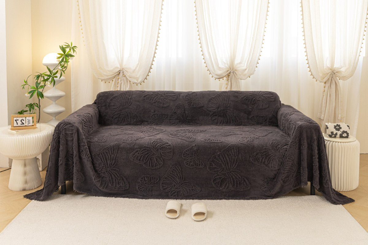Jacquard Shu Cotton Velvet Throw Blanket - Ultra Soft High-Density Fleece Sofa Blanket Throw for Couch