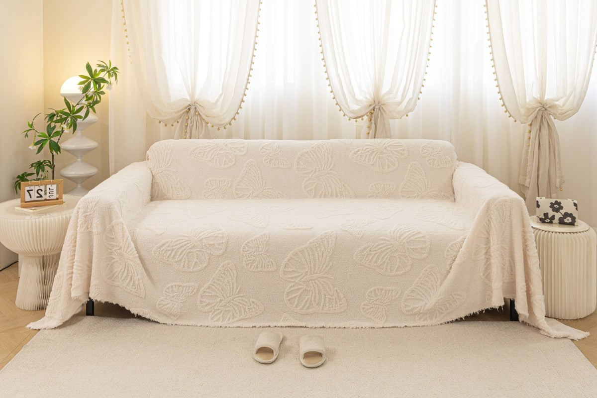 Jacquard Shu Cotton Velvet Throw Blanket - Ultra Soft High-Density Fleece Sofa Blanket Throw for Couch