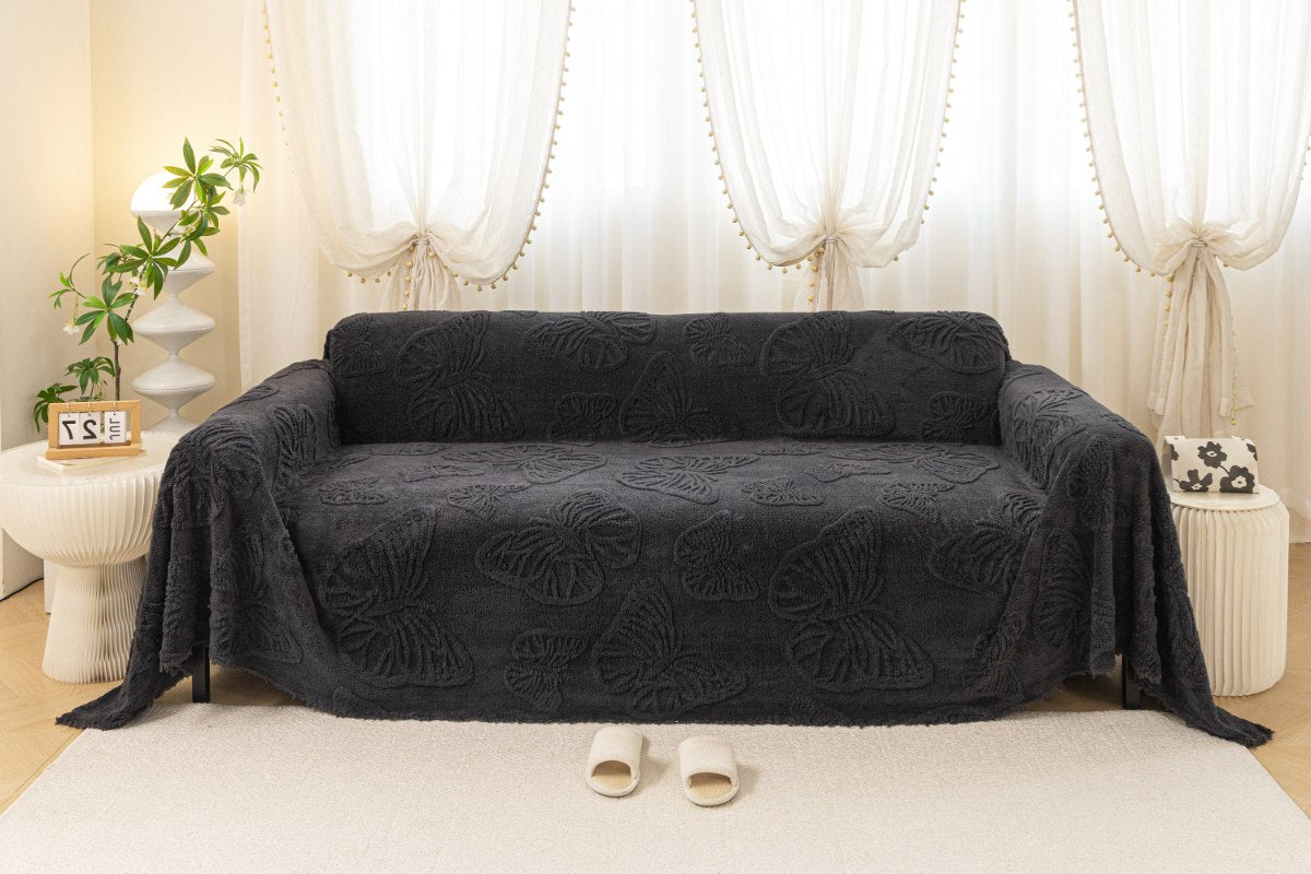 Jacquard Shu Cotton Velvet Throw Blanket - Ultra Soft High-Density Fleece Sofa Blanket Throw for Couch