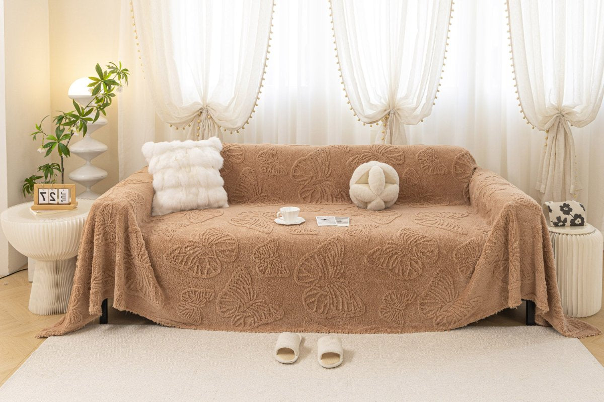 Jacquard Shu Cotton Velvet Throw Blanket - Ultra Soft High-Density Fleece Sofa Blanket Throw for Couch