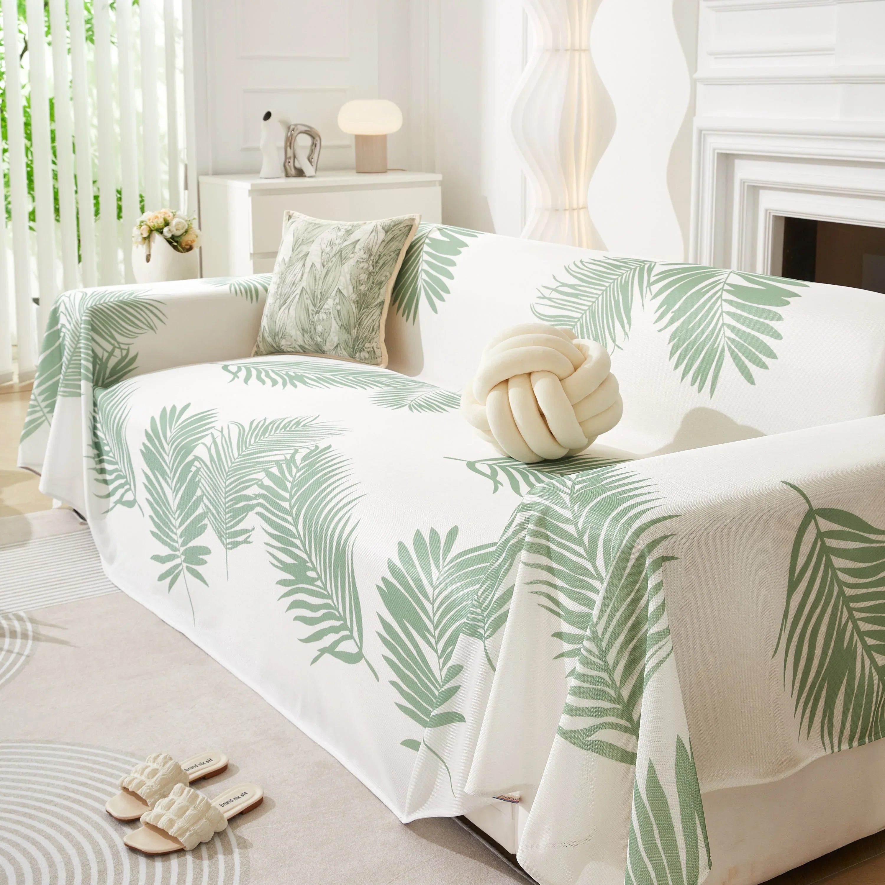 Leaf Printed Slipcover Sofa Covers, Universal Couch Throw Cover, Pets Furniture Protector for Home Decor - TaroTextile