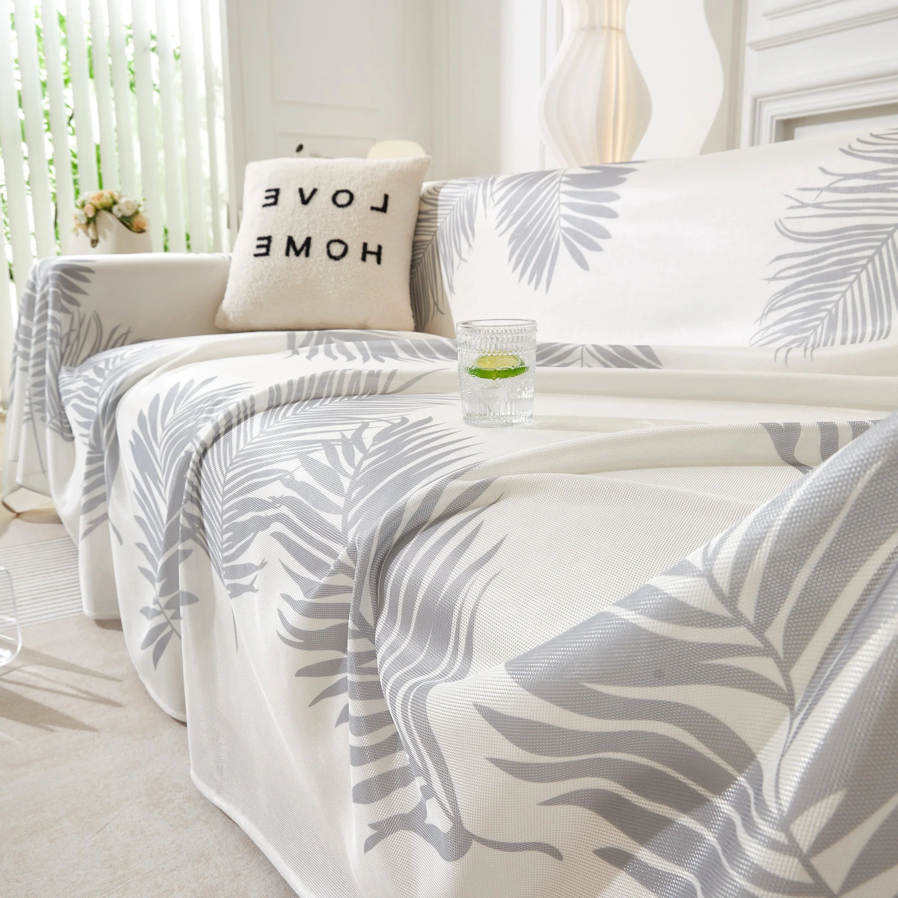 Leaf Printed Slipcover Sofa Covers, Universal Couch Throw Cover, Pets Furniture Protector for Home Decor - TaroTextile