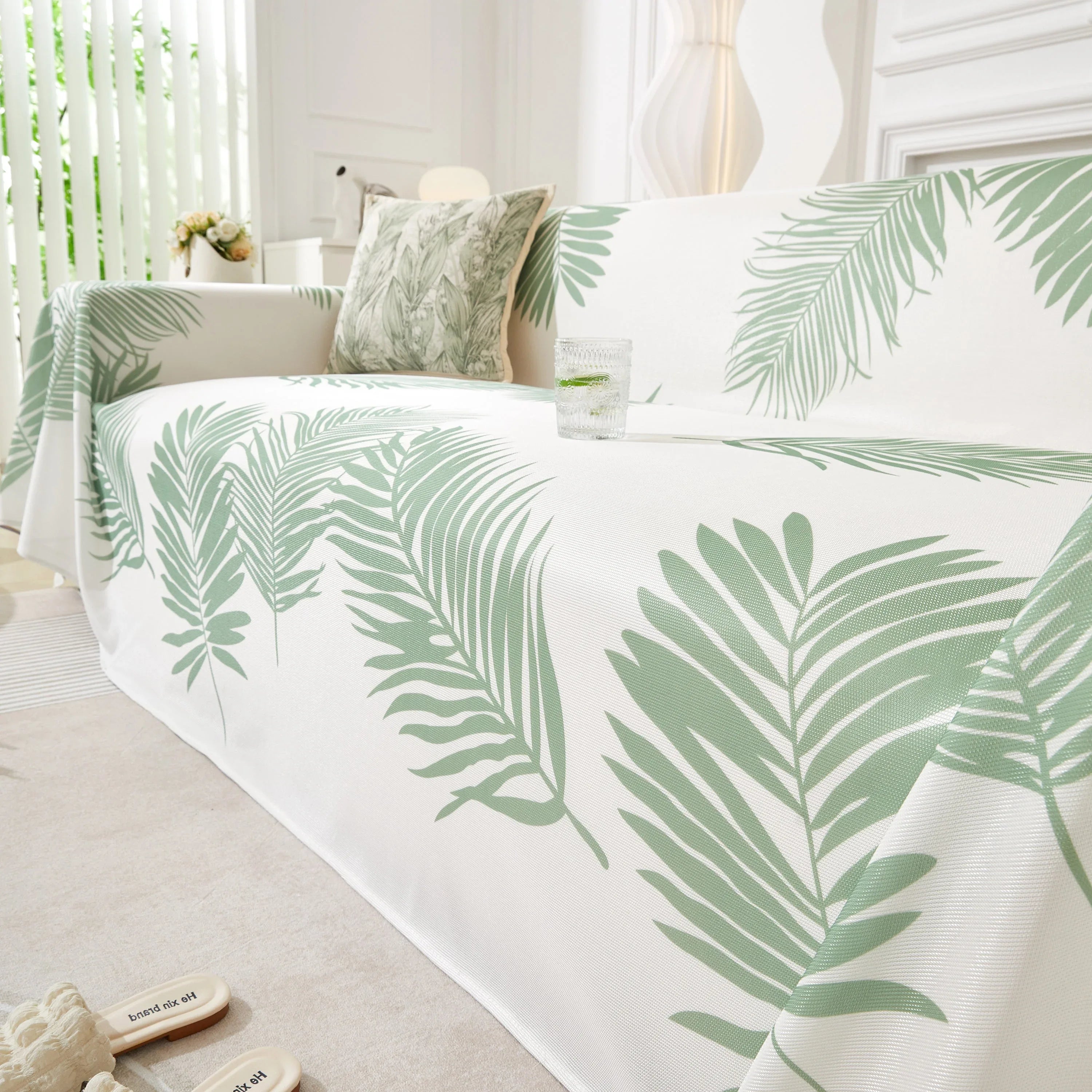 Leaf Printed Slipcover Sofa Covers, Universal Couch Throw Cover, Pets Furniture Protector for Home Decor - TaroTextile