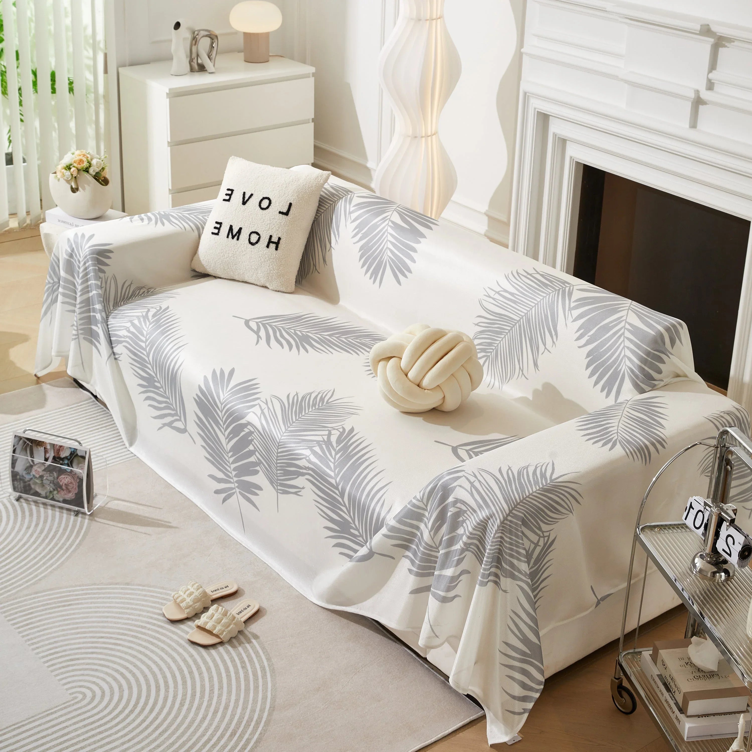 Leaf Printed Slipcover Sofa Covers, Universal Couch Throw Cover, Pets Furniture Protector for Home Decor - TaroTextile