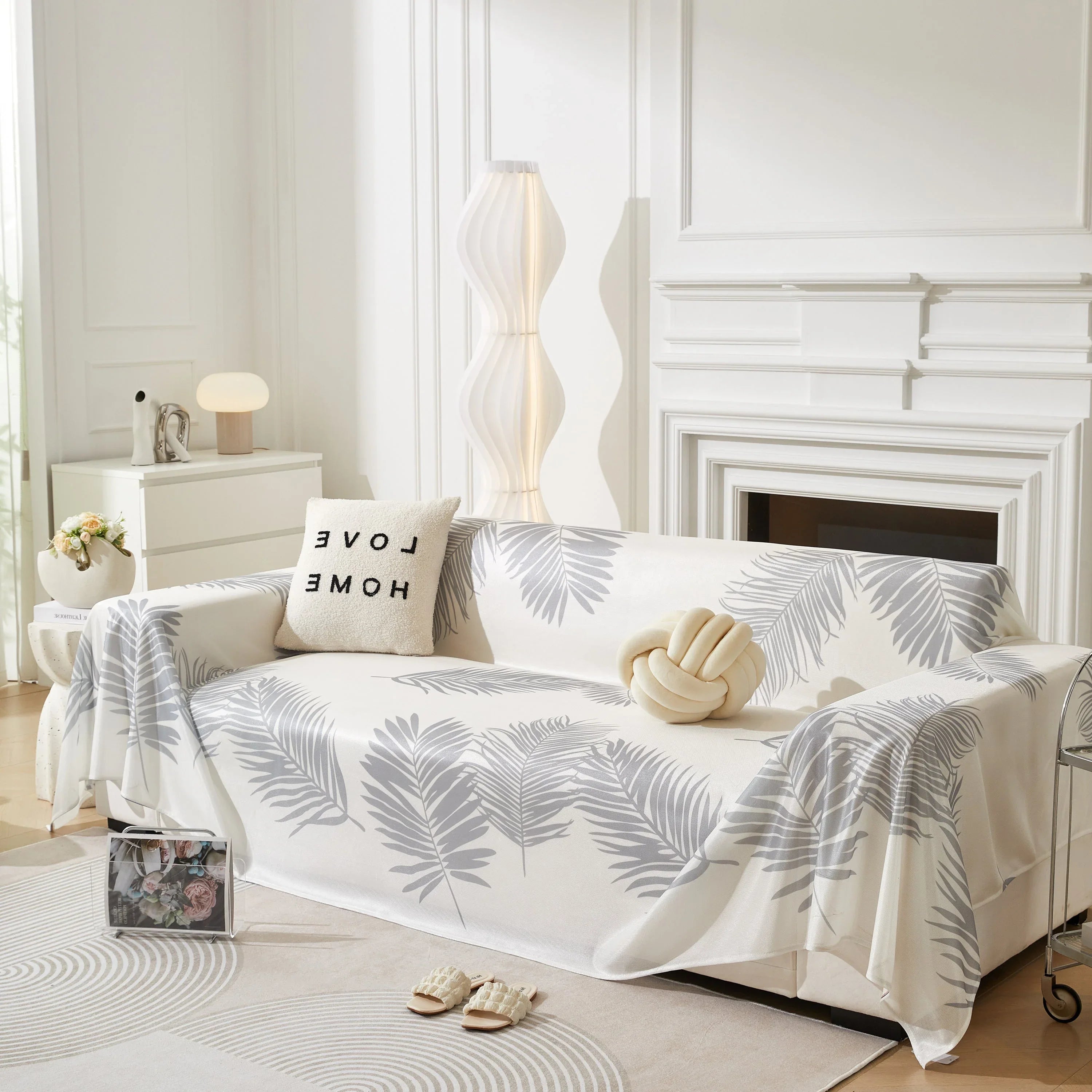 Leaf Printed Slipcover Sofa Covers, Universal Couch Throw Cover, Pets Furniture Protector for Home Decor - TaroTextile