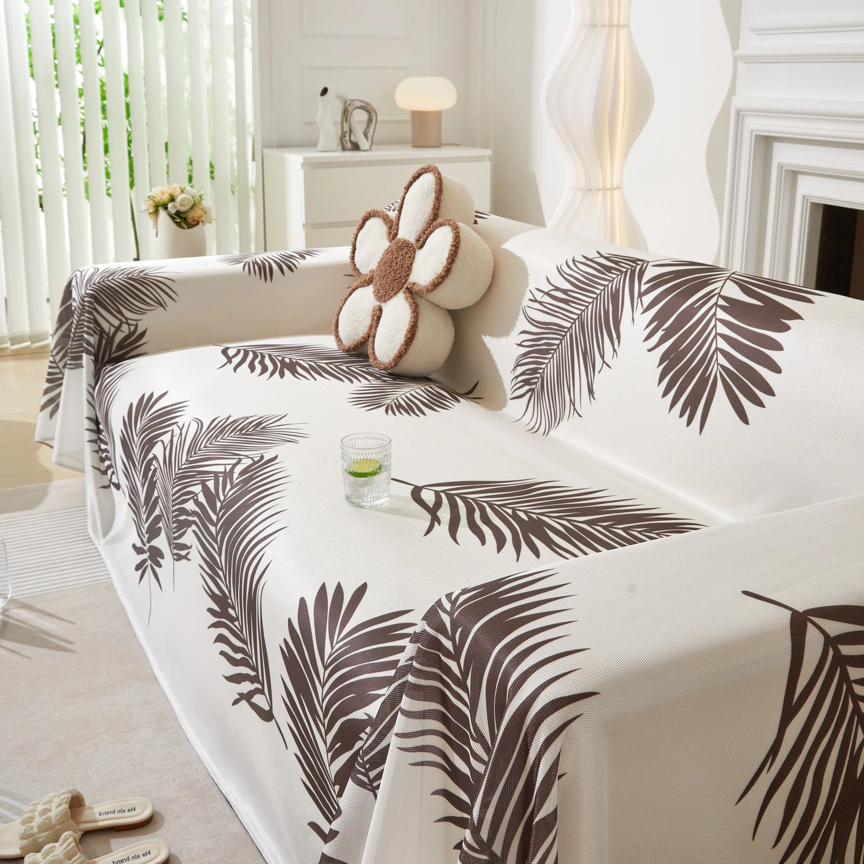 Leaf Printed Slipcover Sofa Covers, Universal Couch Throw Cover, Pets Furniture Protector for Home Decor - TaroTextile