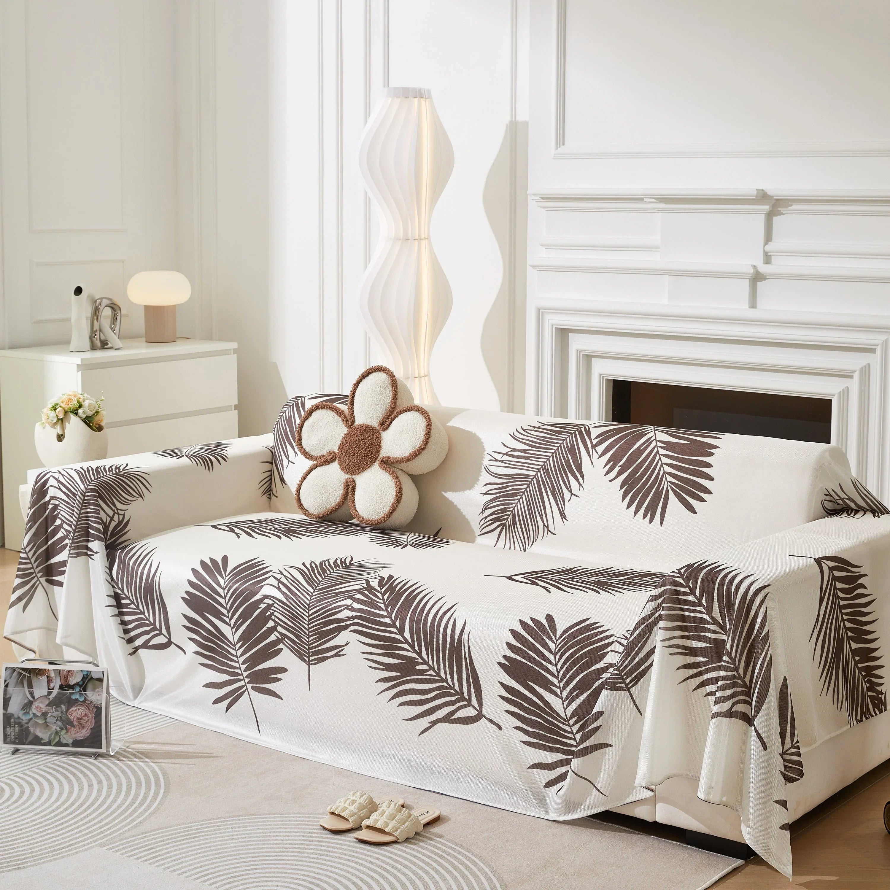 Leaf Printed Slipcover Sofa Covers, Universal Couch Throw Cover, Pets Furniture Protector for Home Decor - TaroTextile