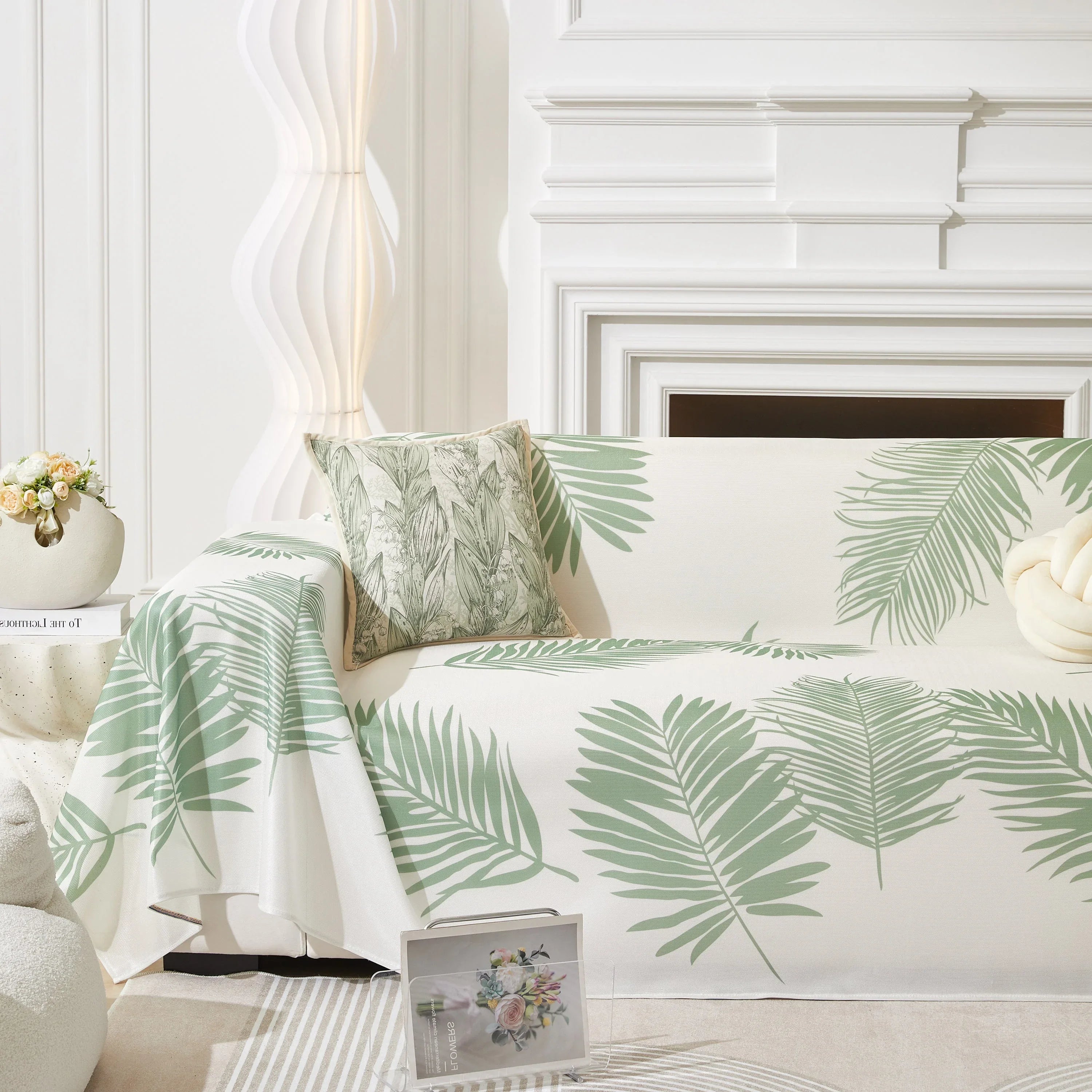 Leaf Printed Slipcover Sofa Covers, Universal Couch Throw Cover, Pets Furniture Protector for Home Decor - TaroTextile