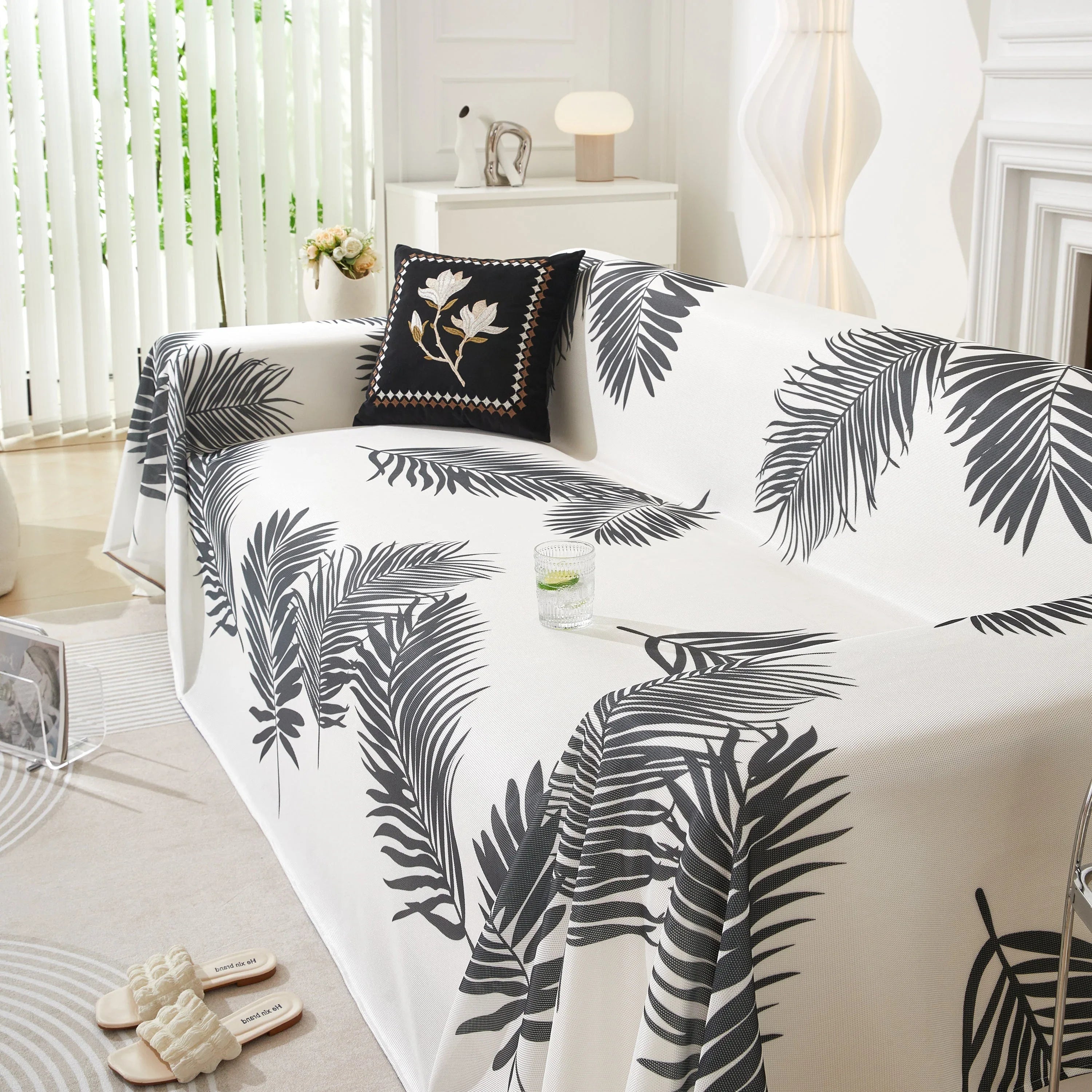 Leaf Printed Slipcover Sofa Covers, Universal Couch Throw Cover, Pets Furniture Protector for Home Decor - TaroTextile