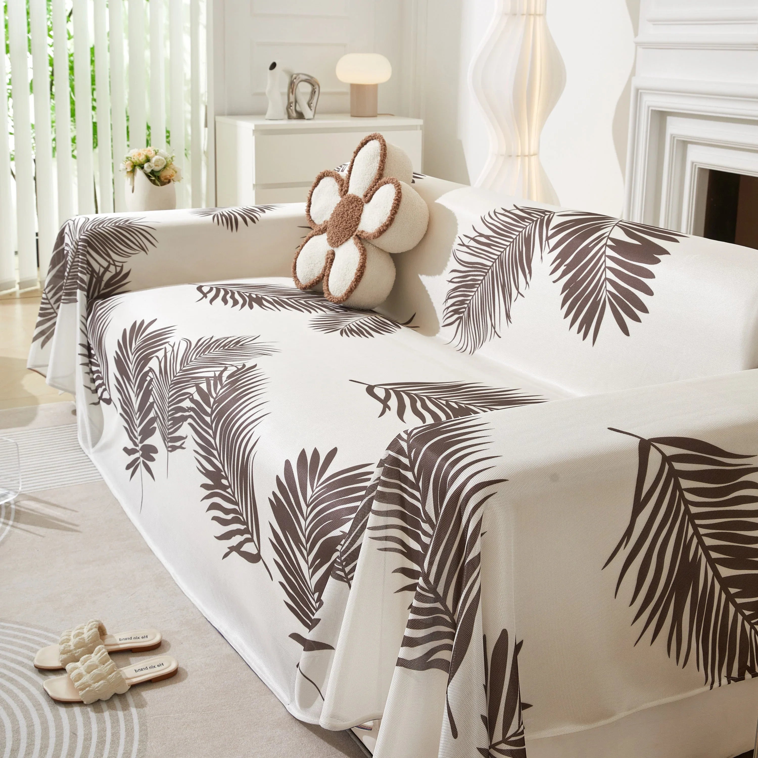 Leaf Printed Slipcover Sofa Covers, Universal Couch Throw Cover, Pets Furniture Protector for Home Decor - TaroTextile