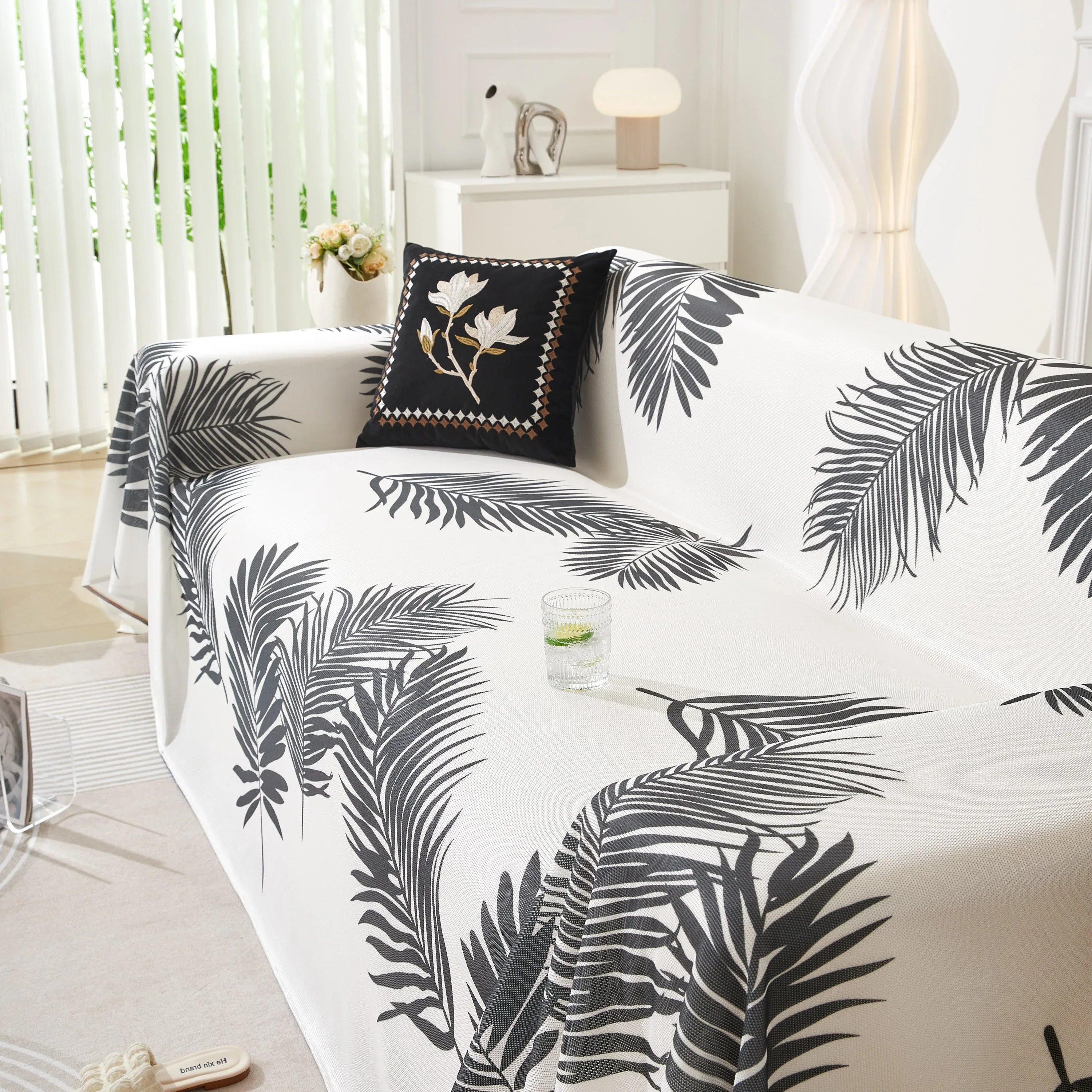 Leaf Printed Slipcover Sofa Covers, Universal Couch Throw Cover, Pets Furniture Protector for Home Decor - TaroTextile