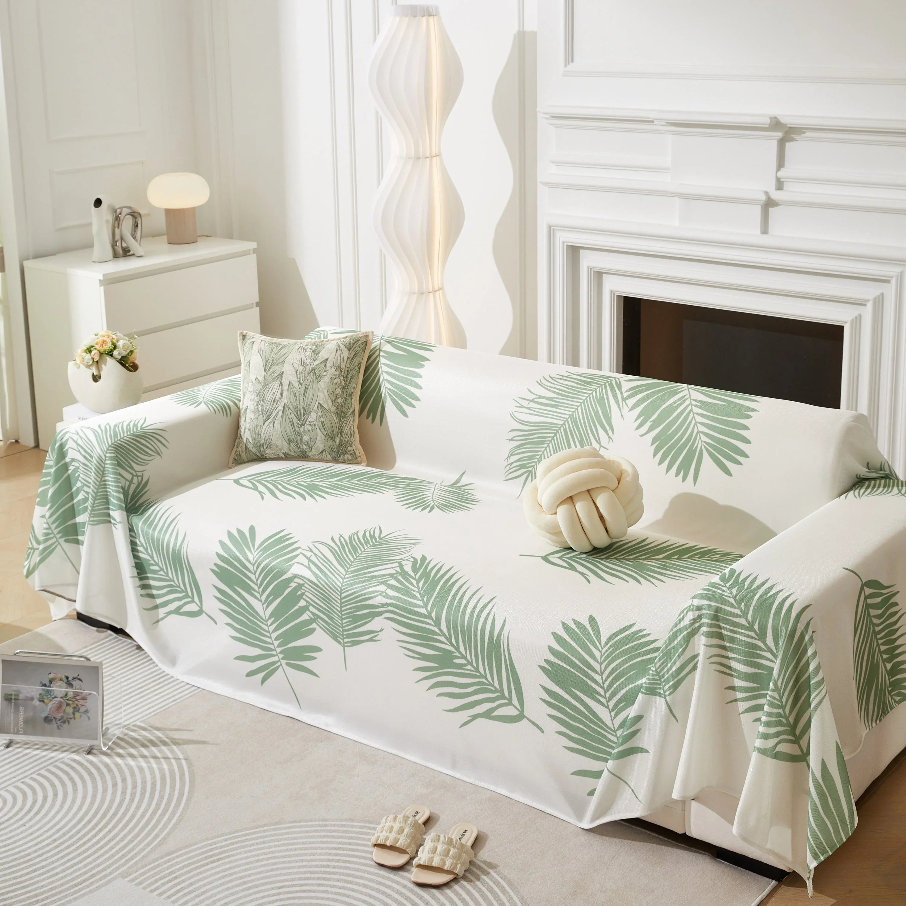 Leaf Printed Slipcover Sofa Covers, Universal Couch Throw Cover, Pets Furniture Protector for Home Decor - TaroTextile