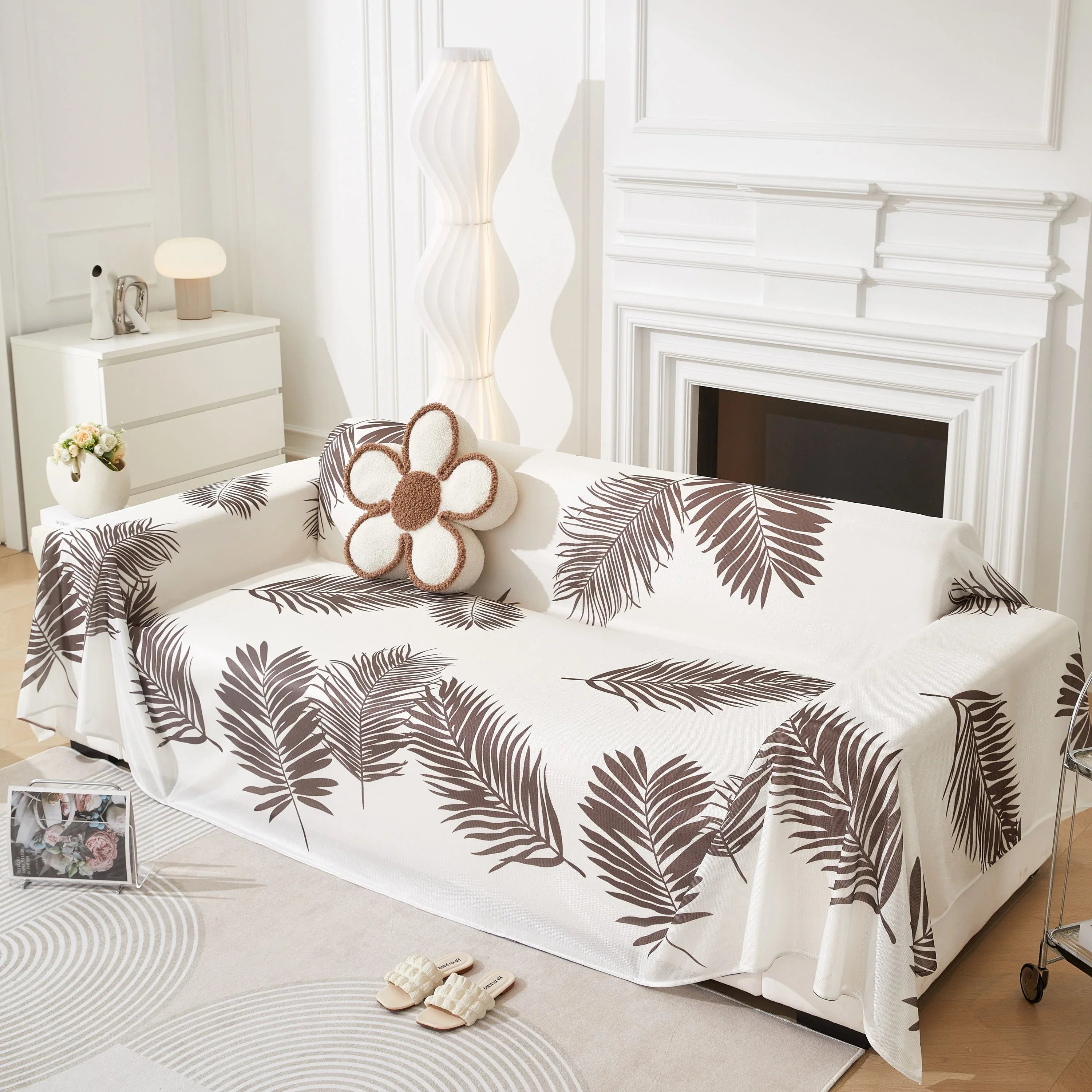 Leaf Printed Slipcover Sofa Covers, Universal Couch Throw Cover, Pets Furniture Protector for Home Decor - TaroTextile