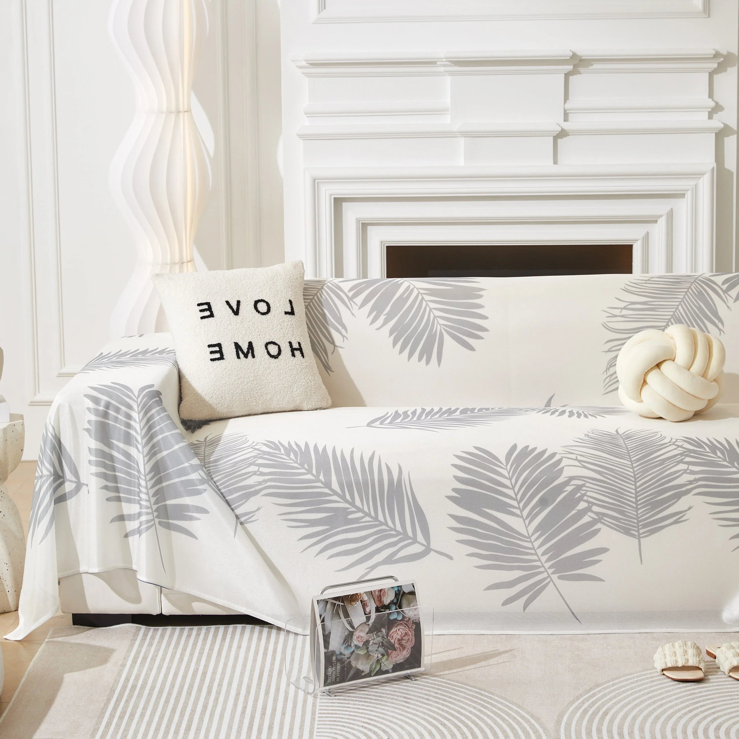 Leaf Printed Slipcover Sofa Covers, Universal Couch Throw Cover, Pets Furniture Protector for Home Decor - TaroTextile