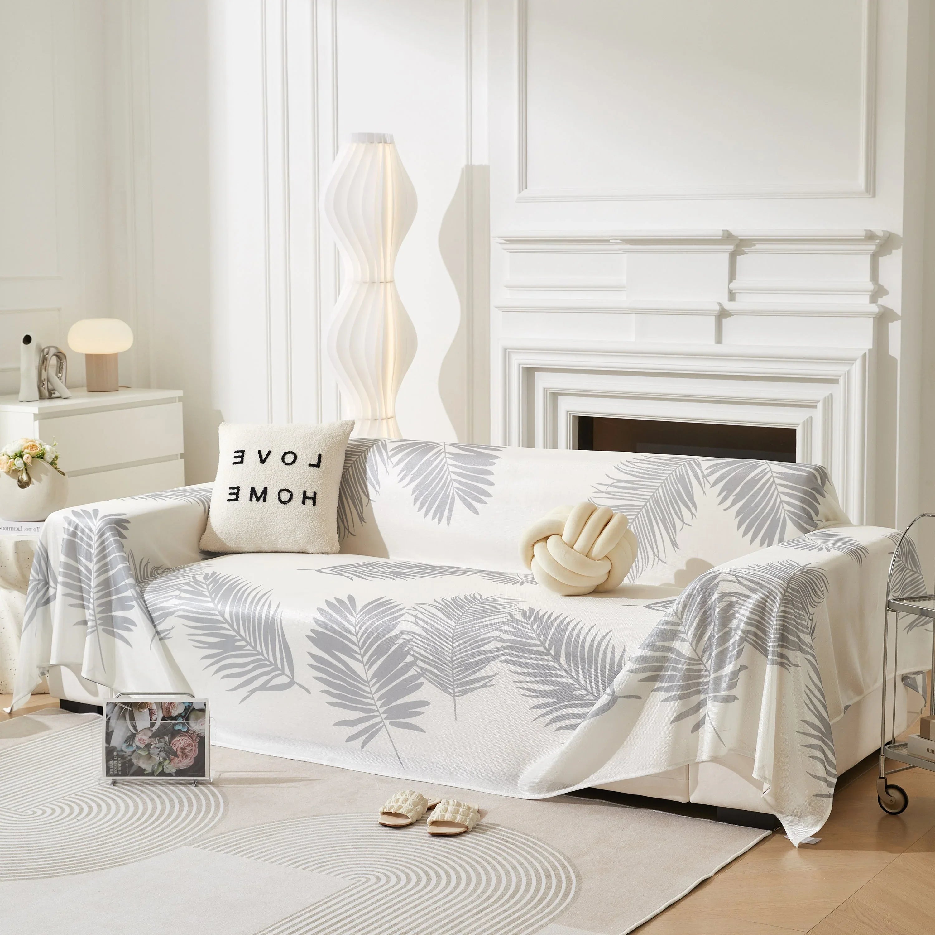 Leaf Printed Slipcover Sofa Covers, Universal Couch Throw Cover, Pets Furniture Protector for Home Decor - TaroTextile