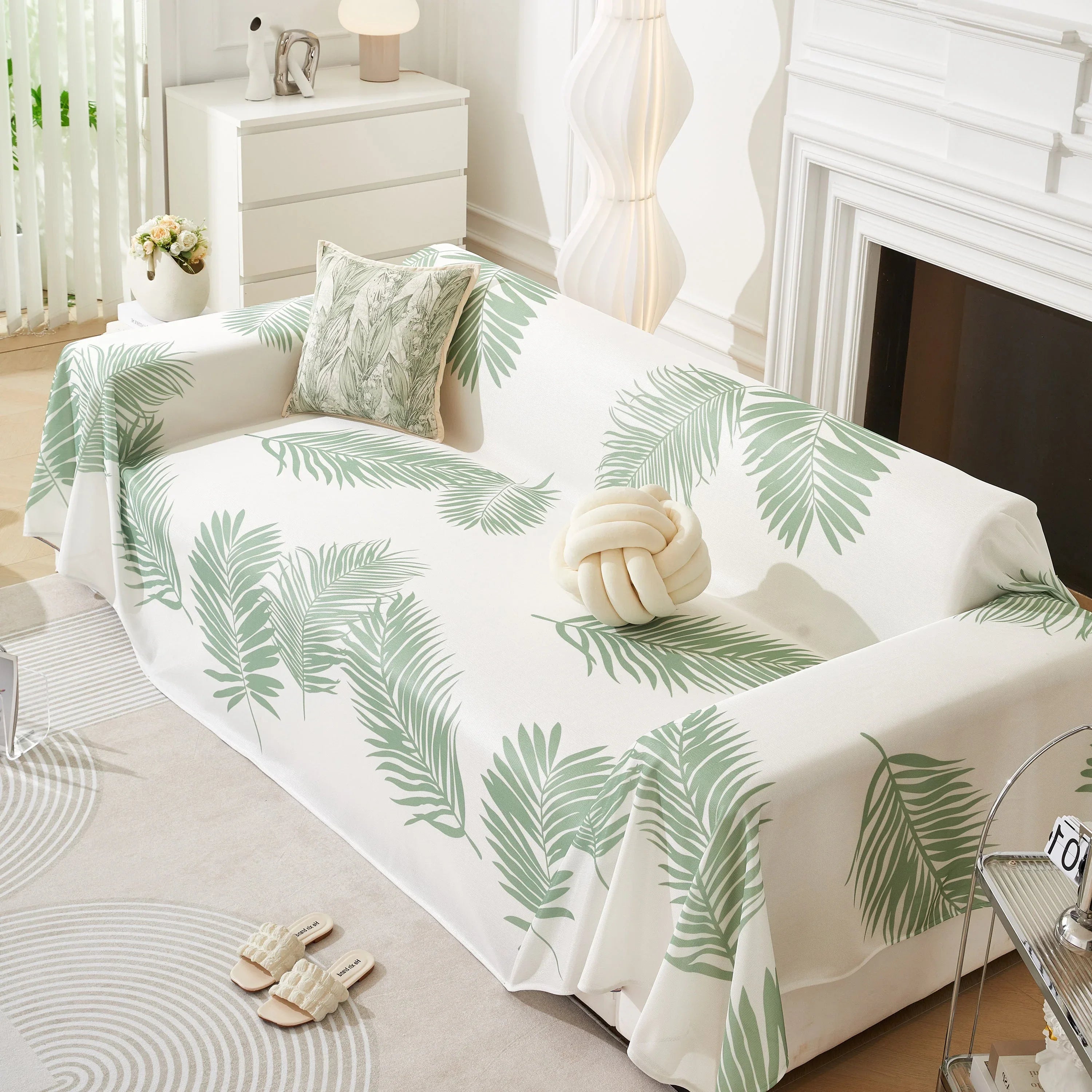 Leaf Printed Slipcover Sofa Covers, Universal Couch Throw Cover, Pets Furniture Protector for Home Decor - TaroTextile