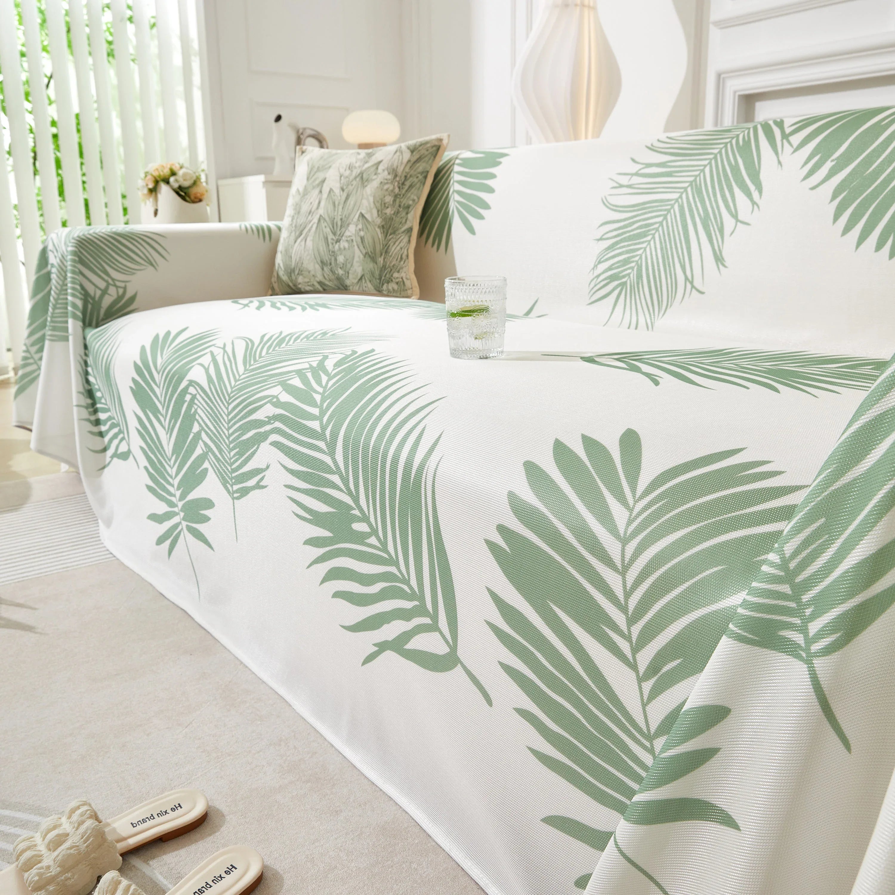 Leaf Printed Slipcover Sofa Covers, Universal Couch Throw Cover, Pets Furniture Protector for Home Decor - TaroTextile