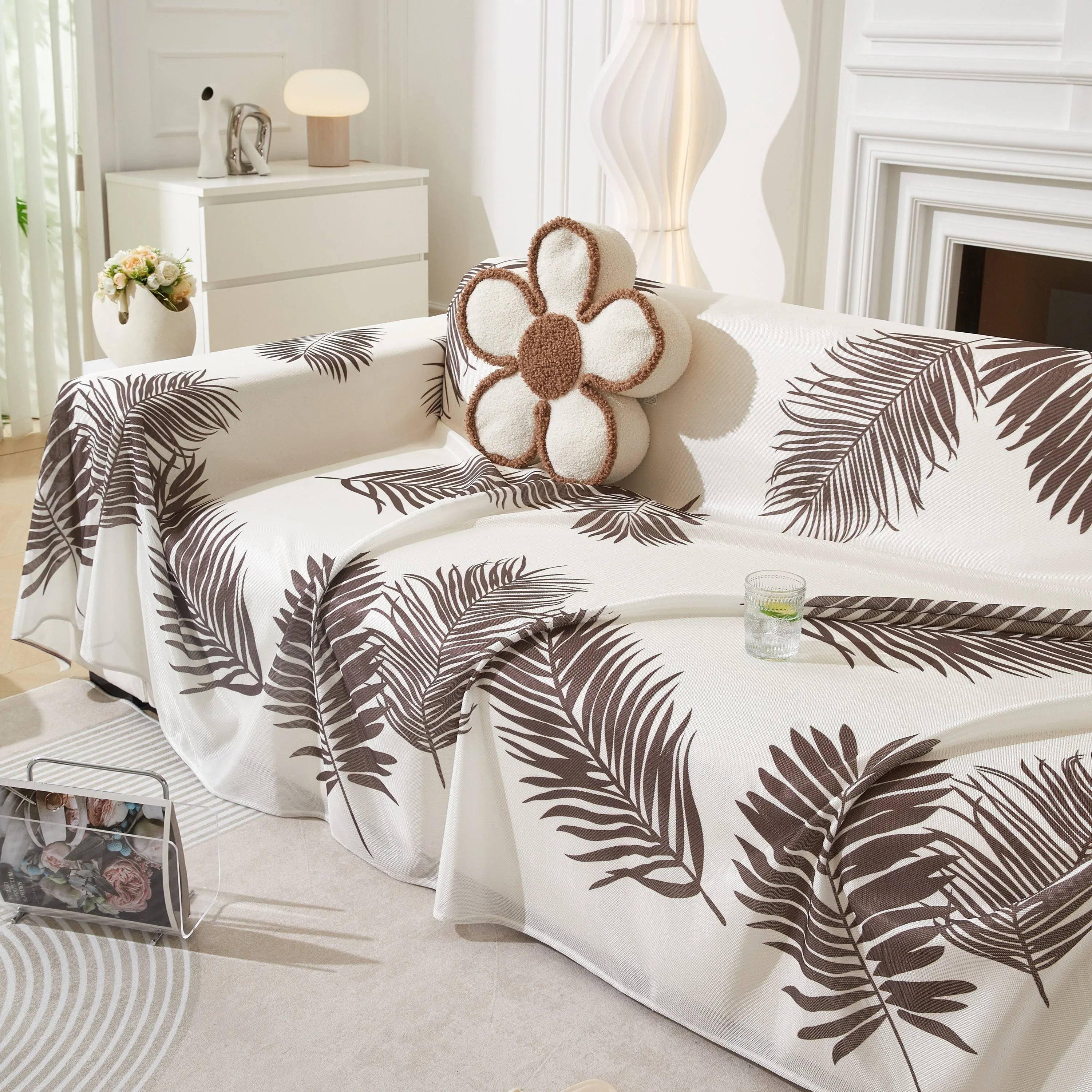 Leaf Printed Slipcover Sofa Covers, Universal Couch Throw Cover, Pets Furniture Protector for Home Decor - TaroTextile