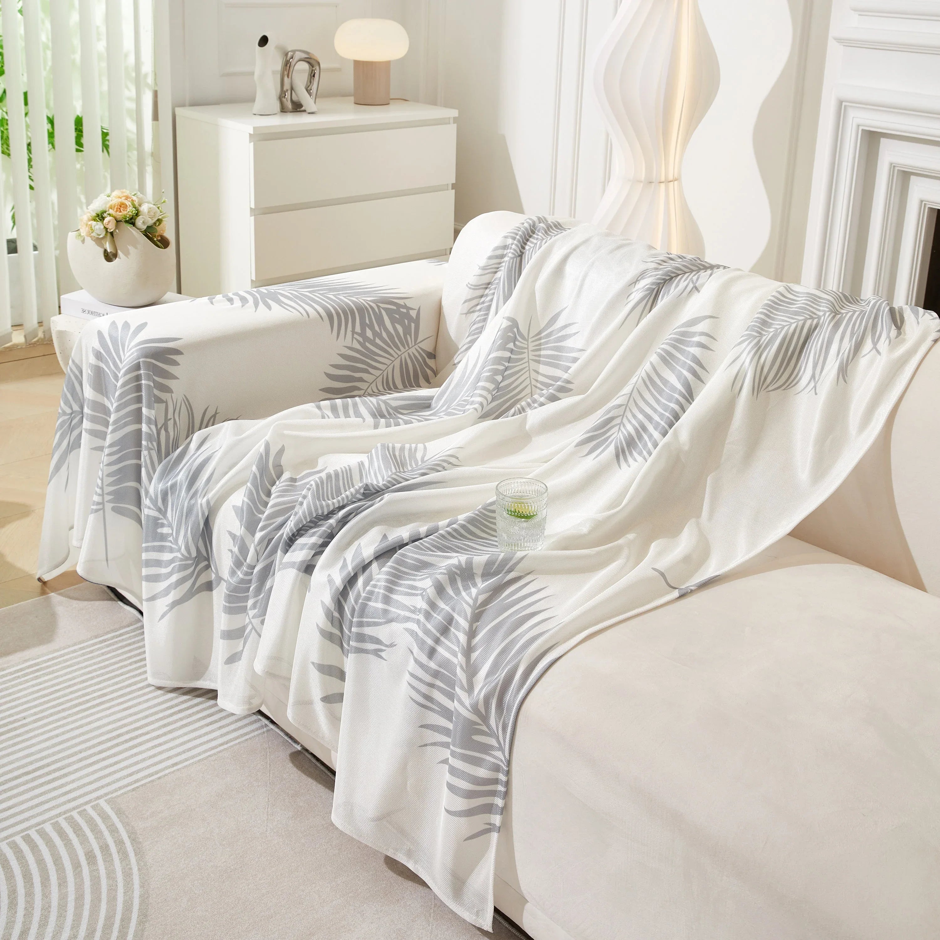 Leaf Printed Slipcover Sofa Covers, Universal Couch Throw Cover, Pets Furniture Protector for Home Decor - TaroTextile