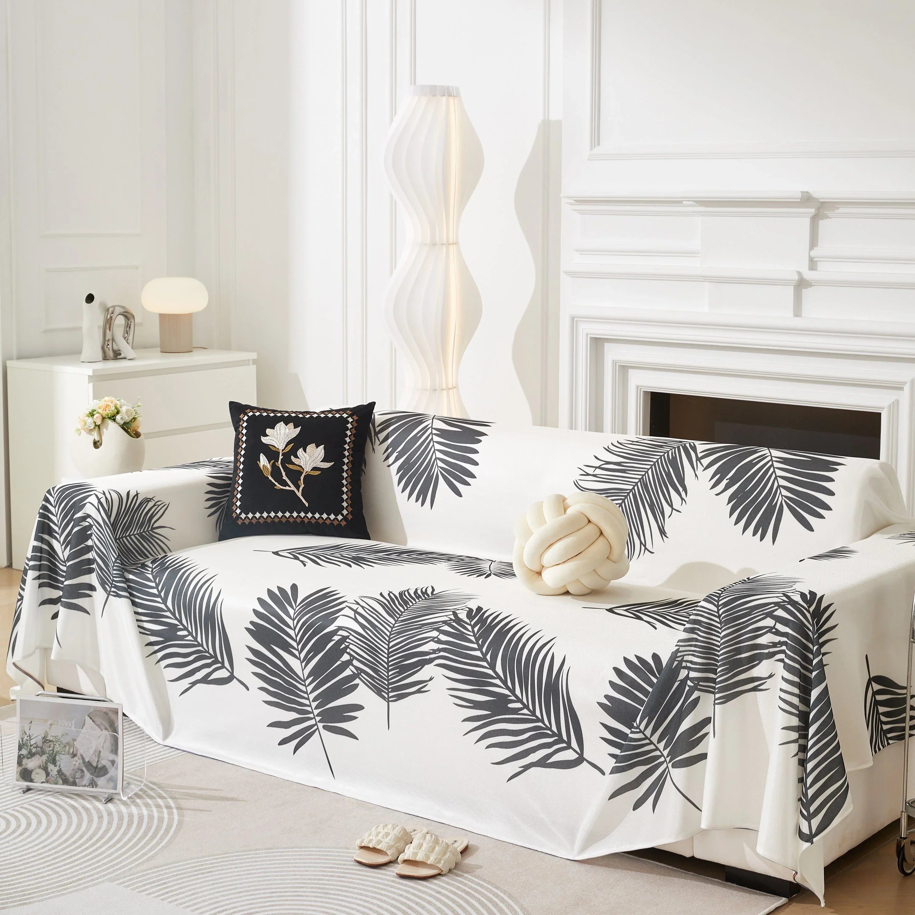 Leaf Printed Slipcover Sofa Covers, Universal Couch Throw Cover, Pets Furniture Protector for Home Decor - TaroTextile