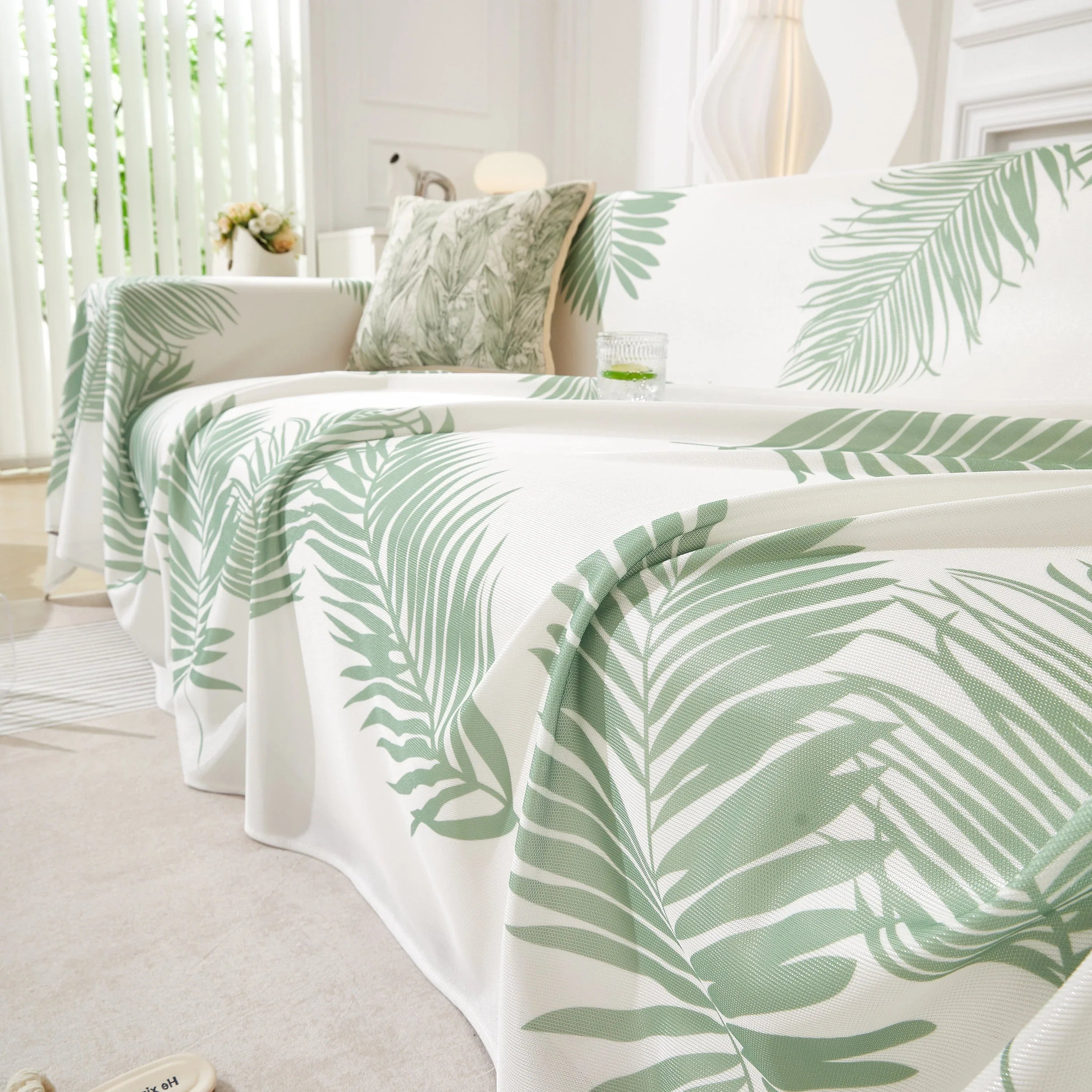 Leaf Printed Slipcover Sofa Covers, Universal Couch Throw Cover, Pets Furniture Protector for Home Decor - TaroTextile