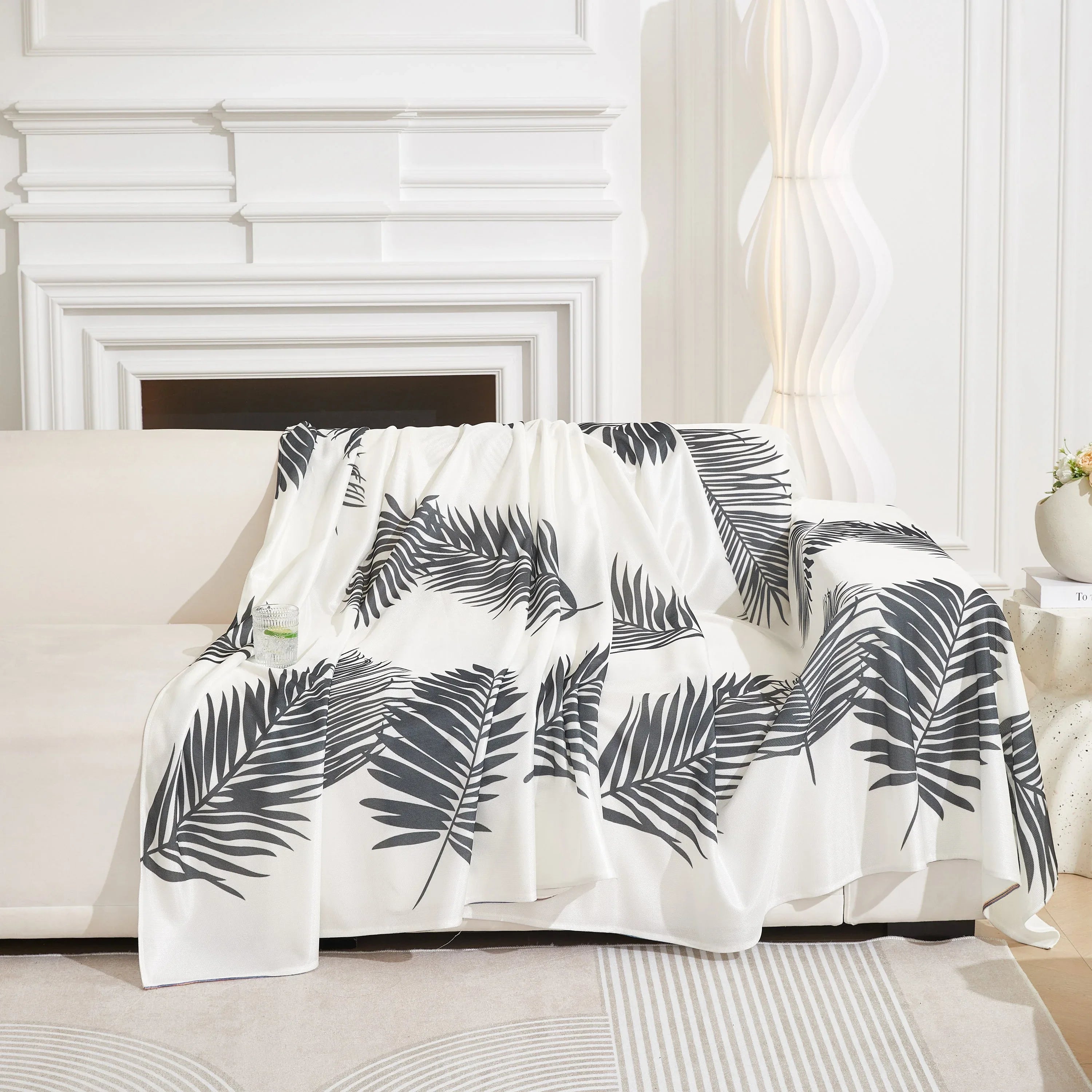 Leaf Printed Slipcover Sofa Covers, Universal Couch Throw Cover, Pets Furniture Protector for Home Decor - TaroTextile