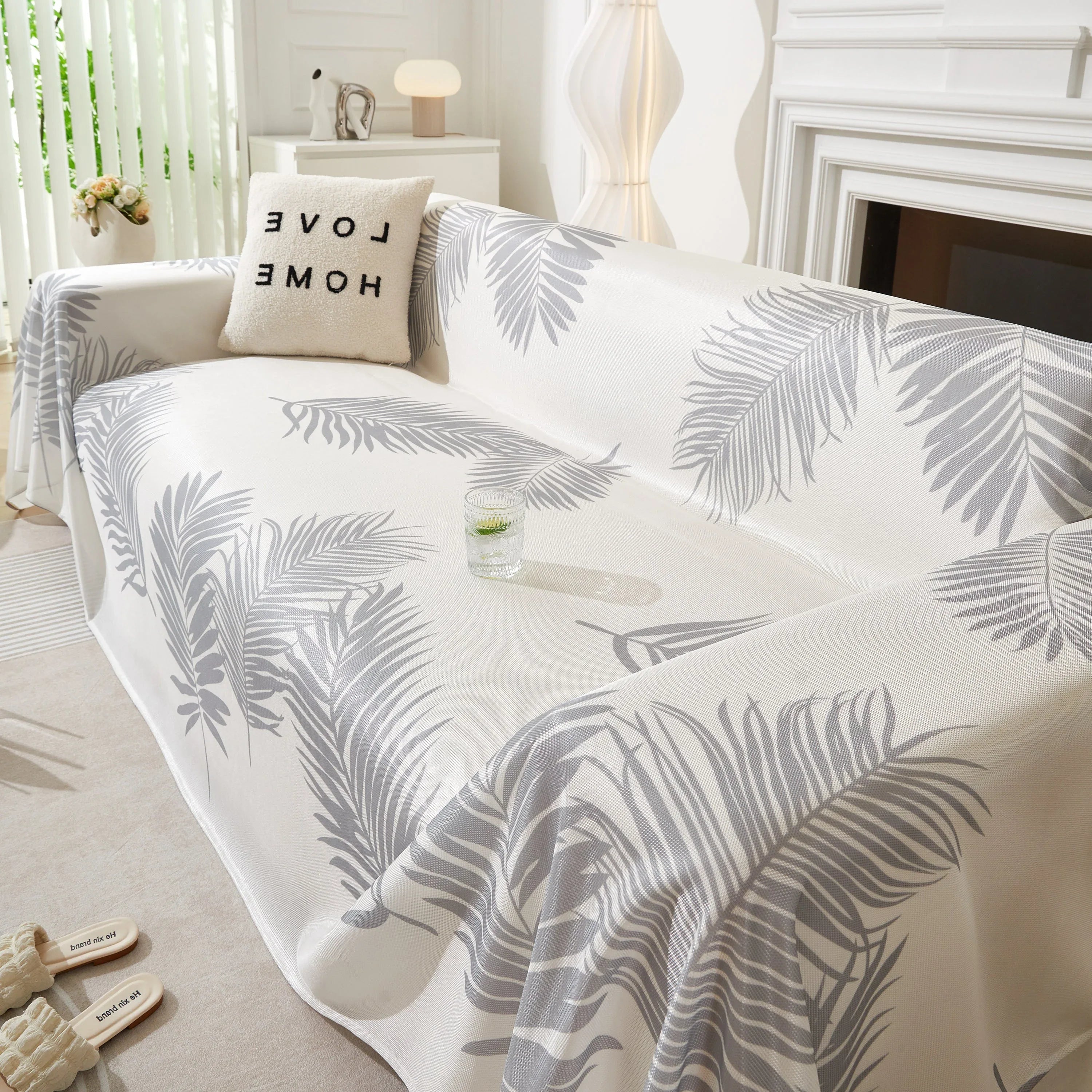 Leaf Printed Slipcover Sofa Covers, Universal Couch Throw Cover, Pets Furniture Protector for Home Decor - TaroTextile