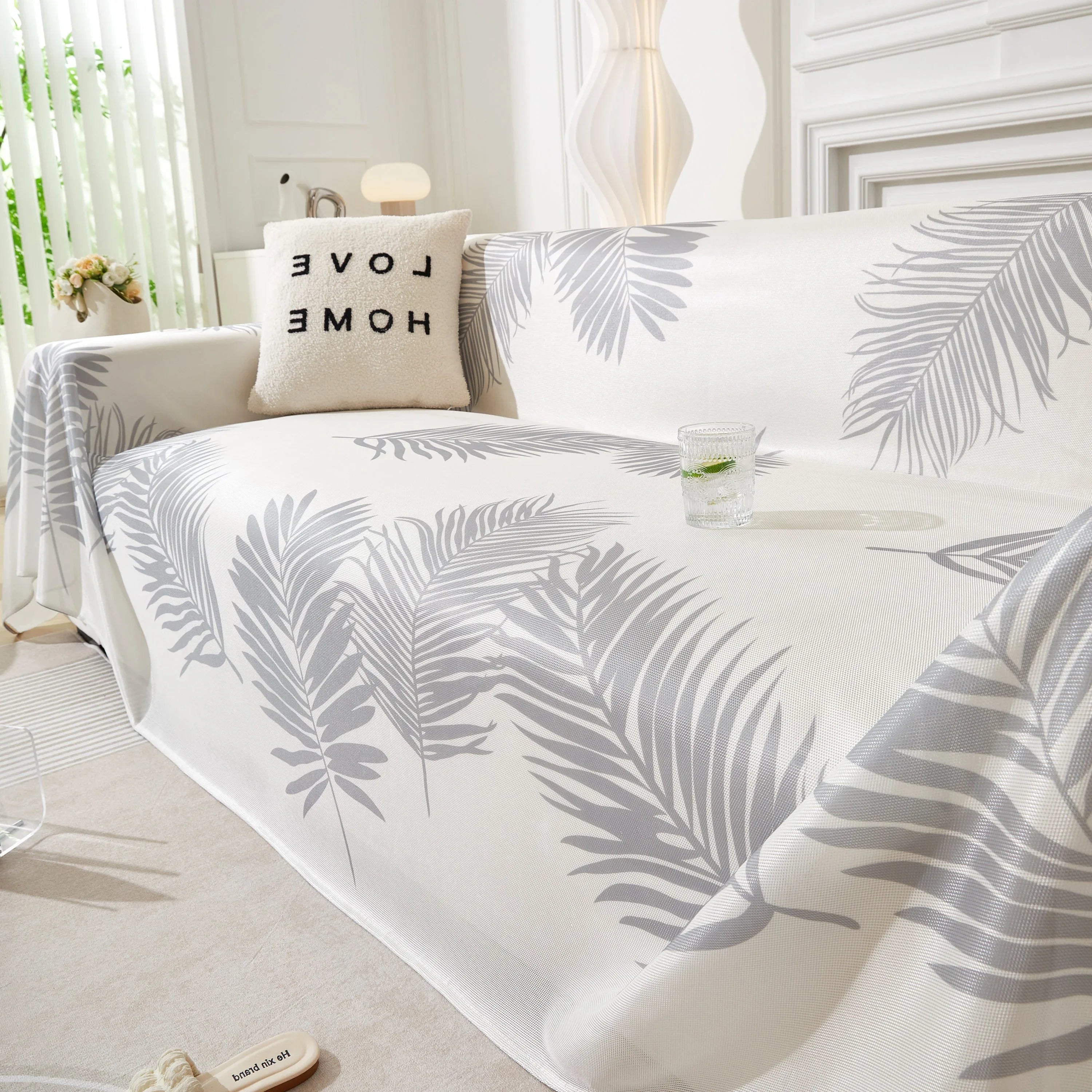 Leaf Printed Slipcover Sofa Covers, Universal Couch Throw Cover, Pets Furniture Protector for Home Decor - TaroTextile