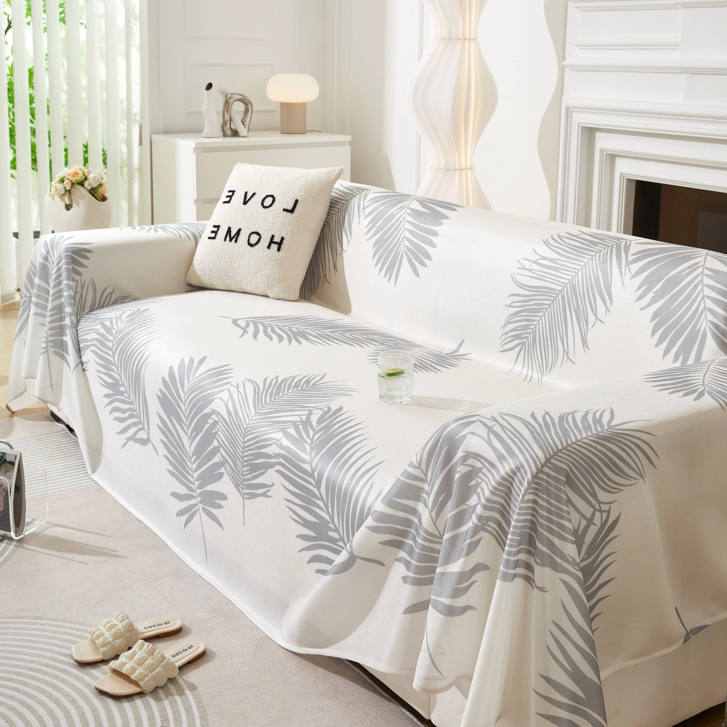 Leaf Printed Slipcover Sofa Covers, Universal Couch Throw Cover, Pets Furniture Protector for Home Decor - TaroTextile