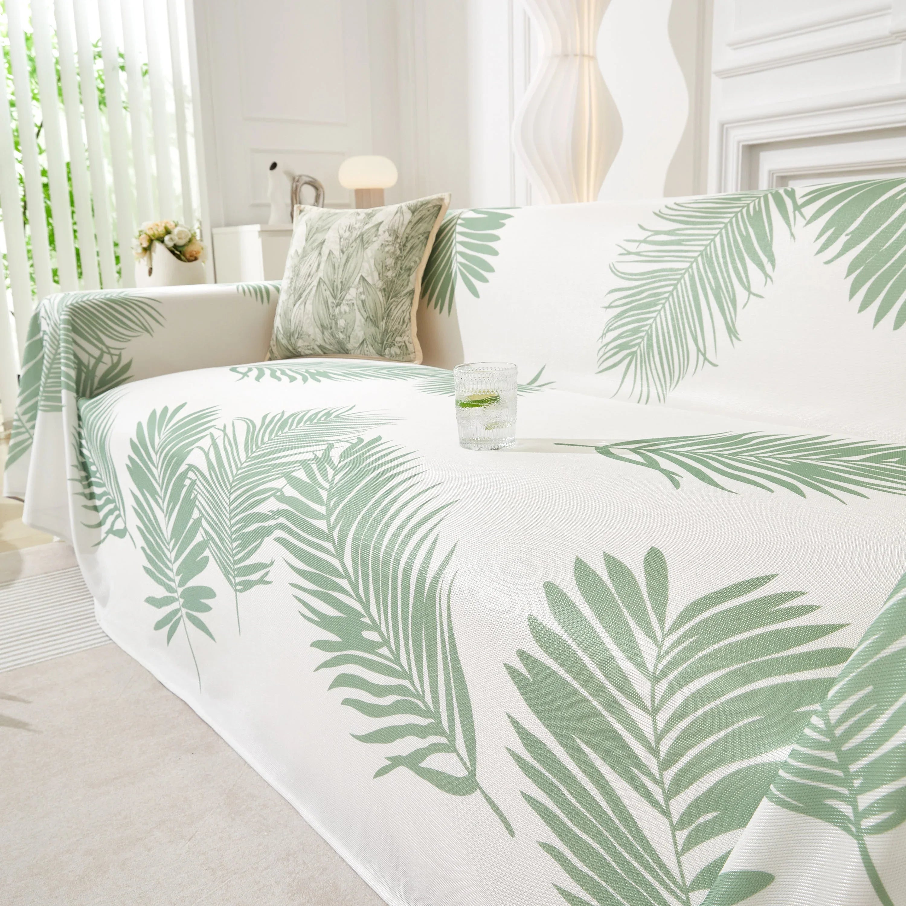 Leaf Printed Slipcover Sofa Covers, Universal Couch Throw Cover, Pets Furniture Protector for Home Decor - TaroTextile