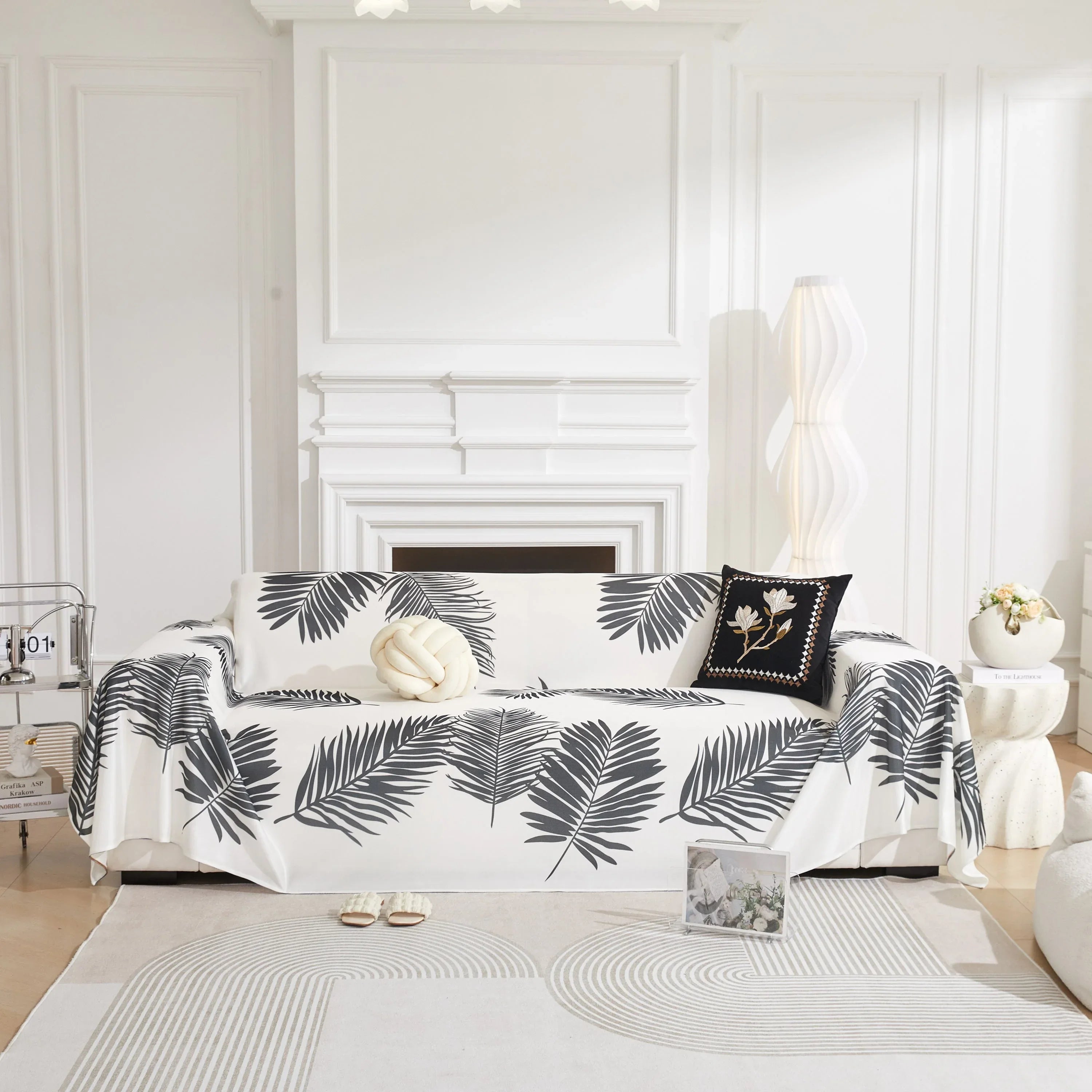 Leaf Printed Slipcover Sofa Covers, Universal Couch Throw Cover, Pets Furniture Protector for Home Decor - TaroTextile