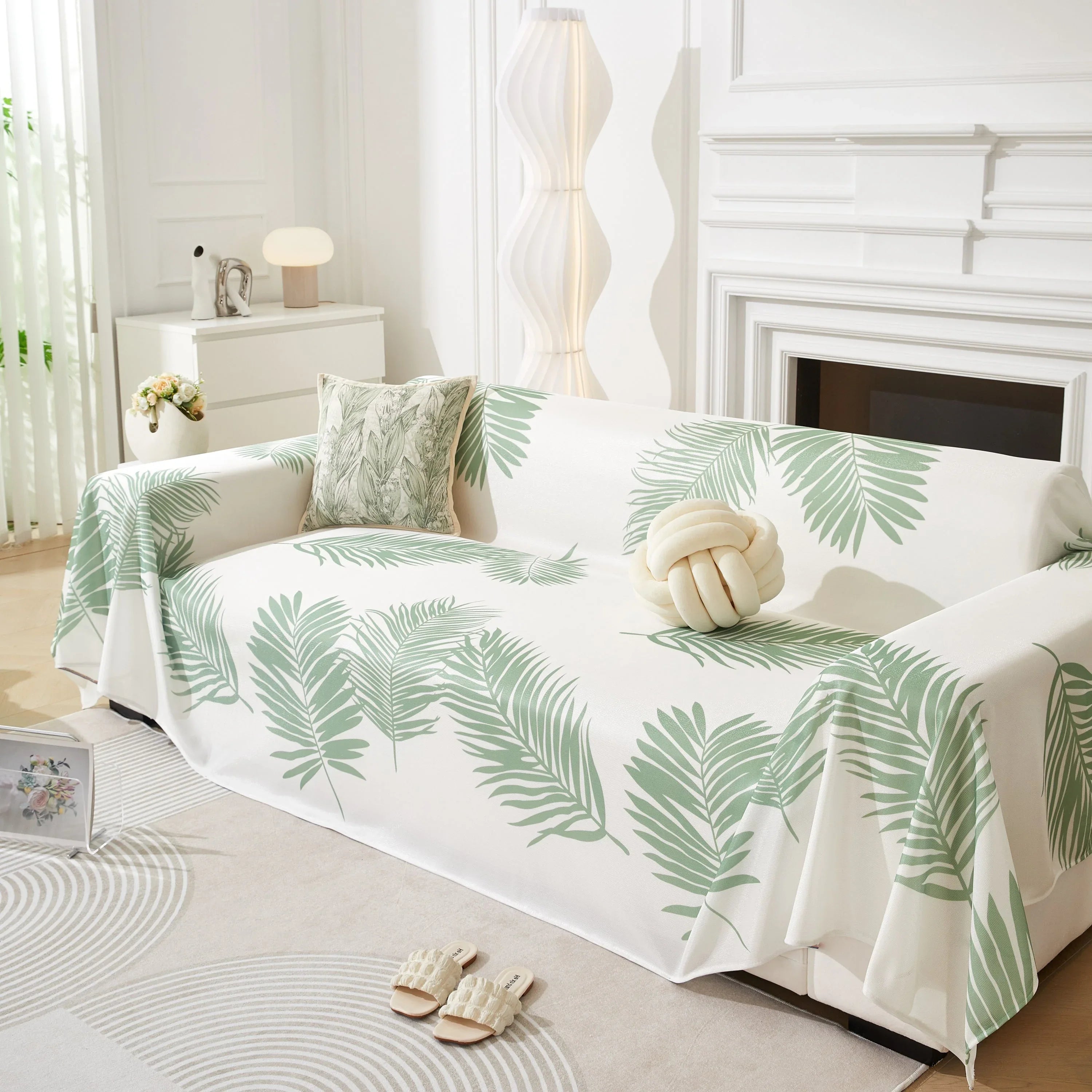Leaf Printed Slipcover Sofa Covers, Universal Couch Throw Cover, Pets Furniture Protector for Home Decor - TaroTextile