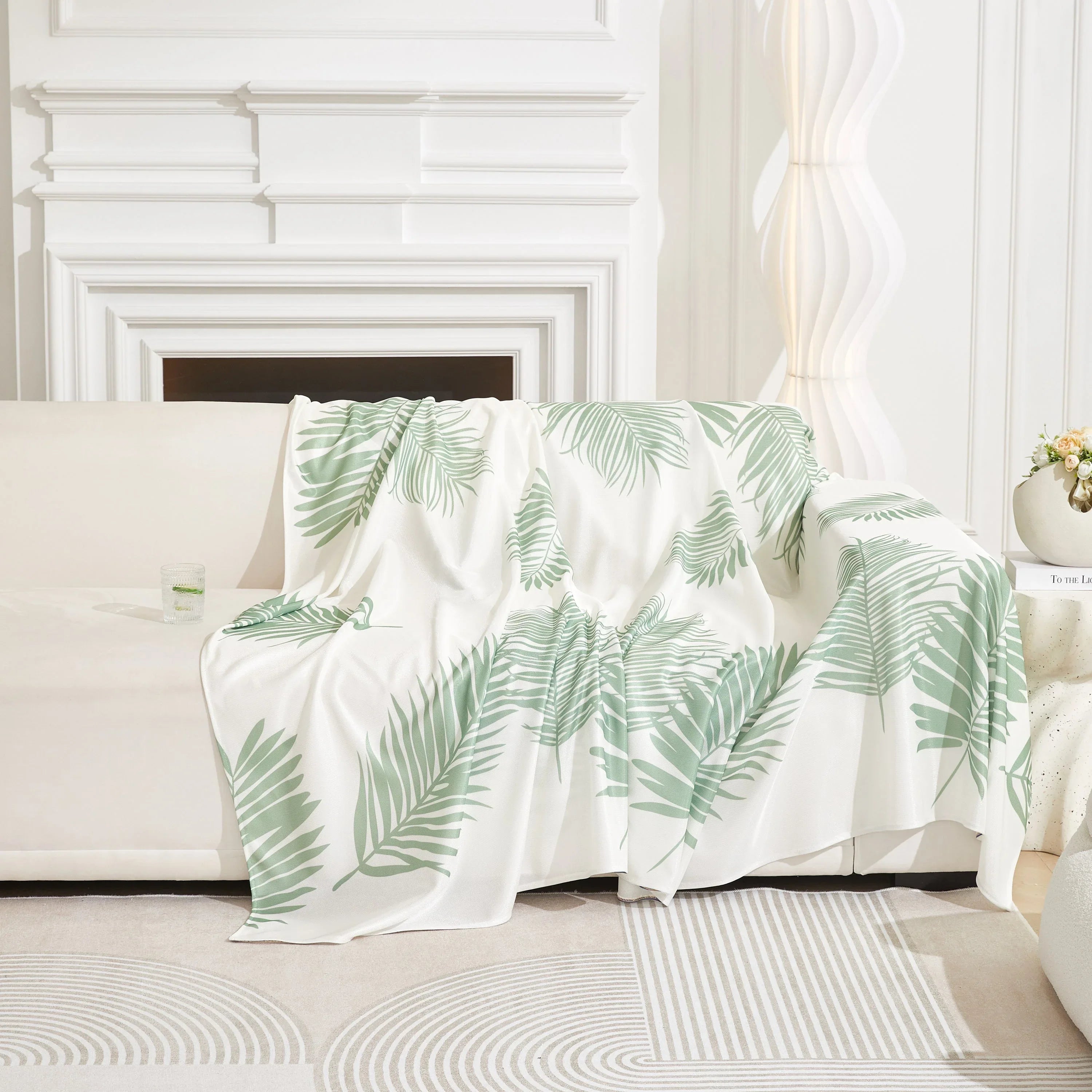 Leaf Printed Slipcover Sofa Covers, Universal Couch Throw Cover, Pets Furniture Protector for Home Decor - TaroTextile