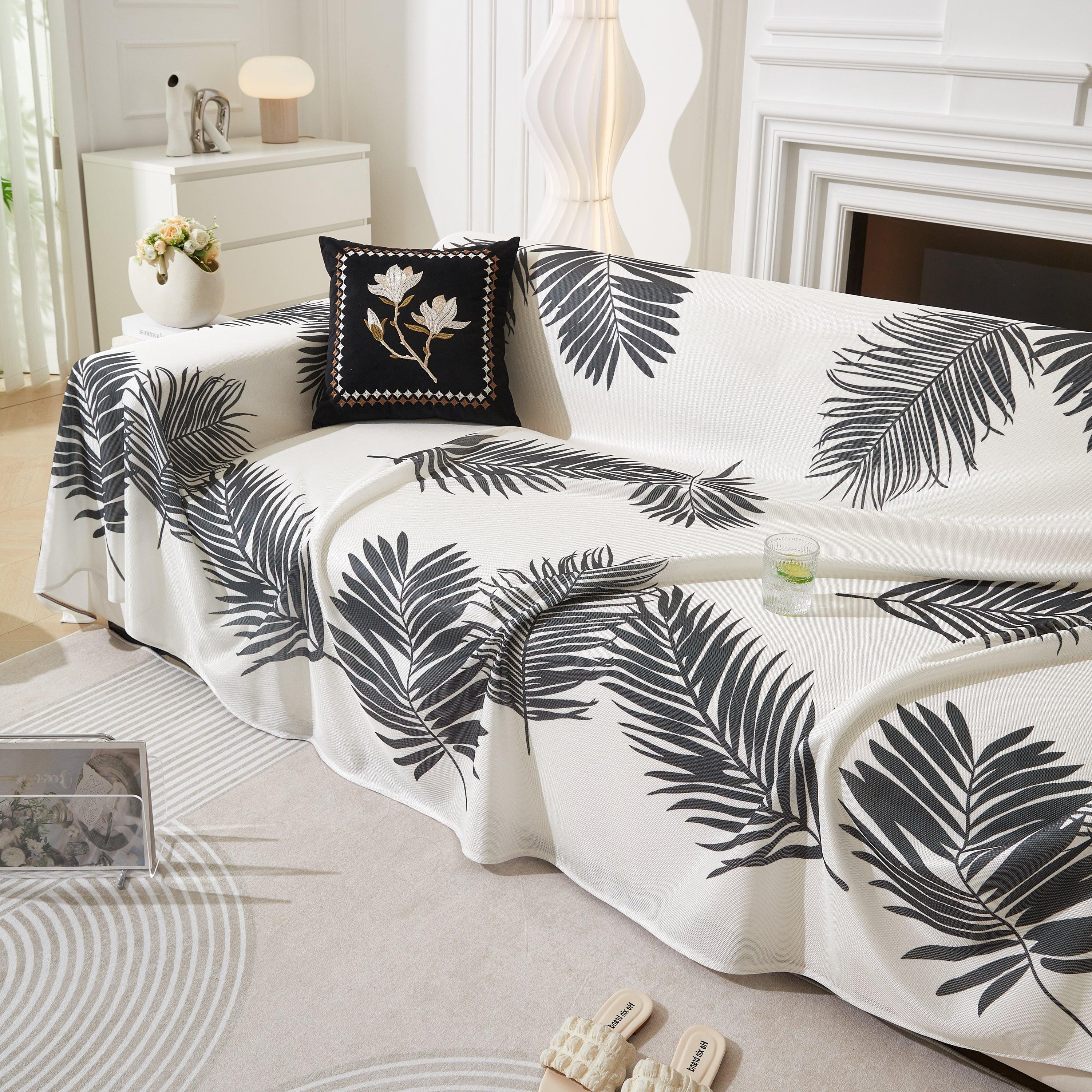 Leaf Printed Slipcover Sofa Covers, Universal Couch Throw Cover, Pets Furniture Protector for Home Decor - TaroTextile