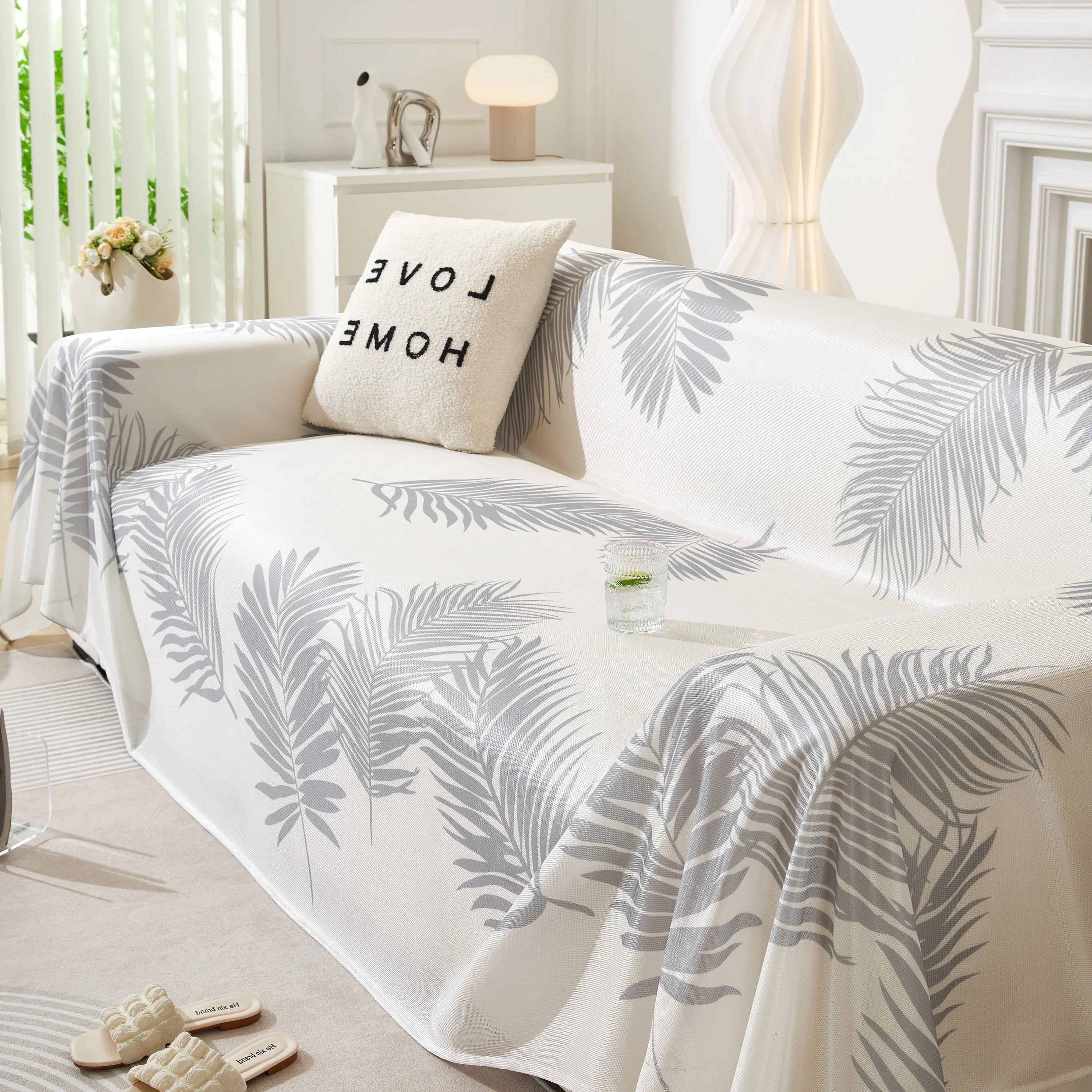 Leaf Printed Slipcover Sofa Covers, Universal Couch Throw Cover, Pets Furniture Protector for Home Decor - TaroTextile