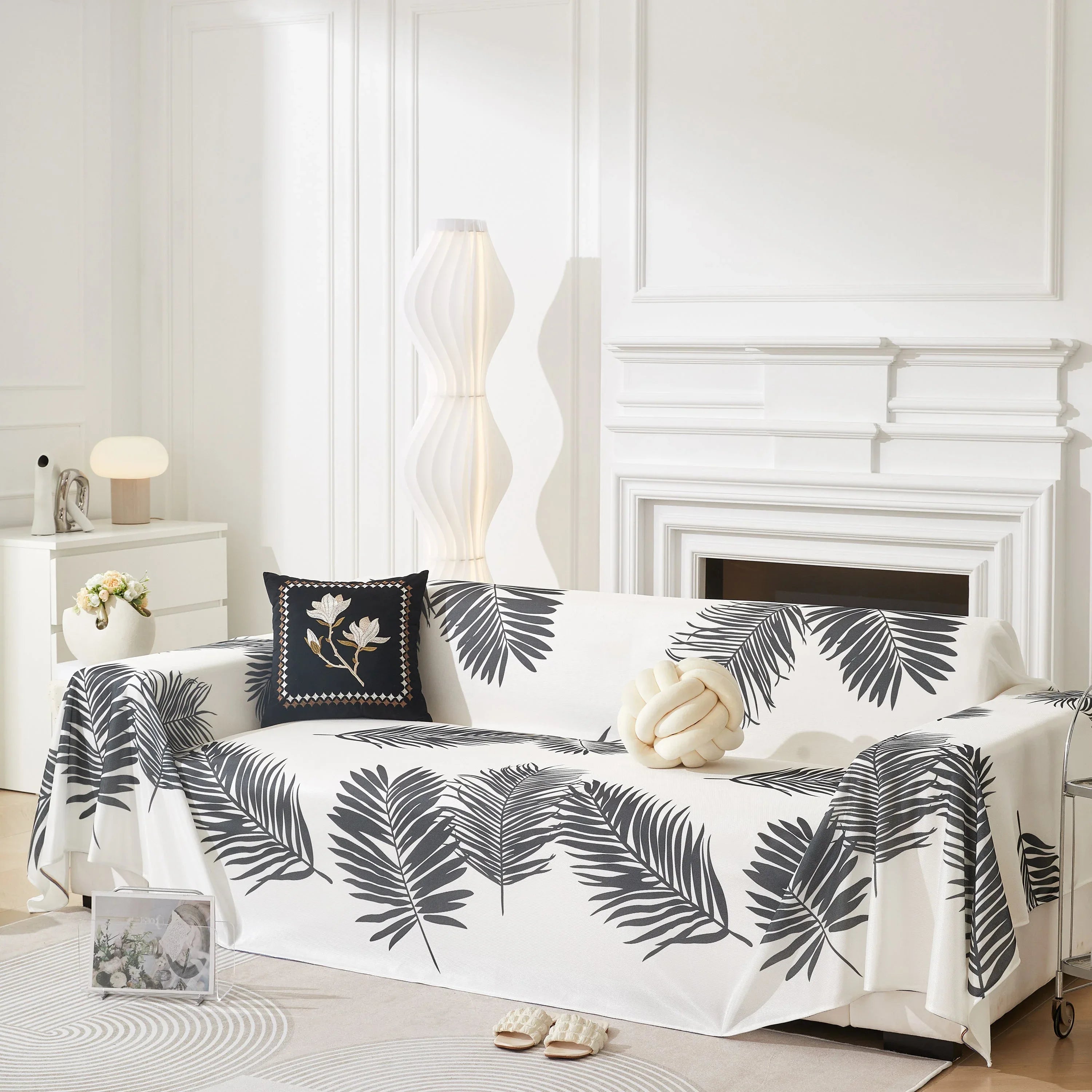 Leaf Printed Slipcover Sofa Covers, Universal Couch Throw Cover, Pets Furniture Protector for Home Decor - TaroTextile