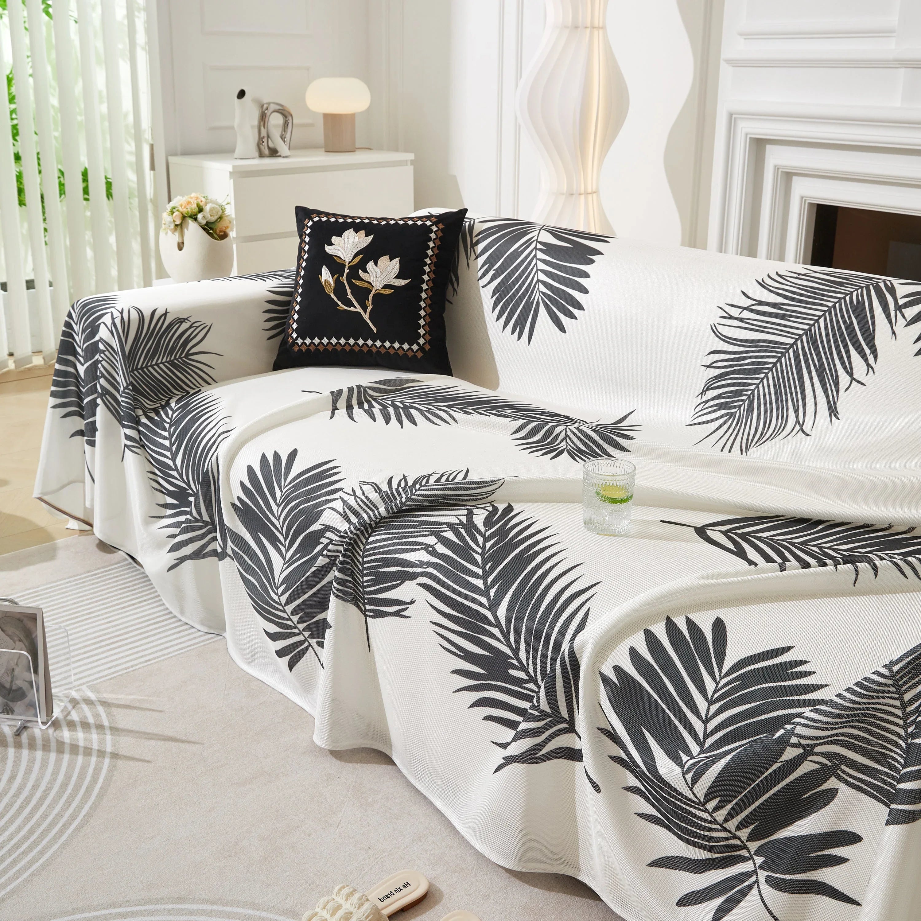 Leaf Printed Slipcover Sofa Covers, Universal Couch Throw Cover, Pets Furniture Protector for Home Decor - TaroTextile