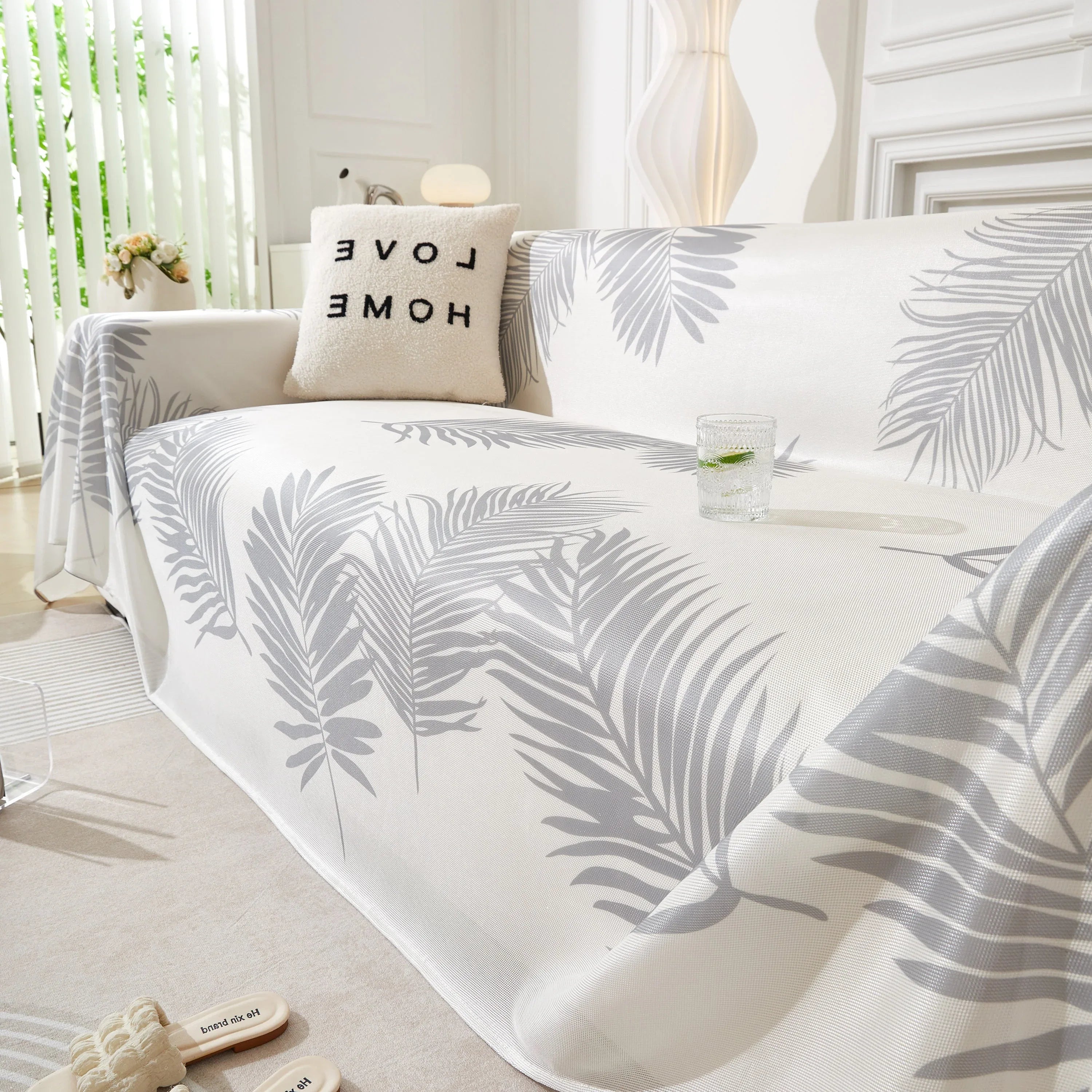 Leaf Printed Slipcover Sofa Covers, Universal Couch Throw Cover, Pets Furniture Protector for Home Decor - TaroTextile