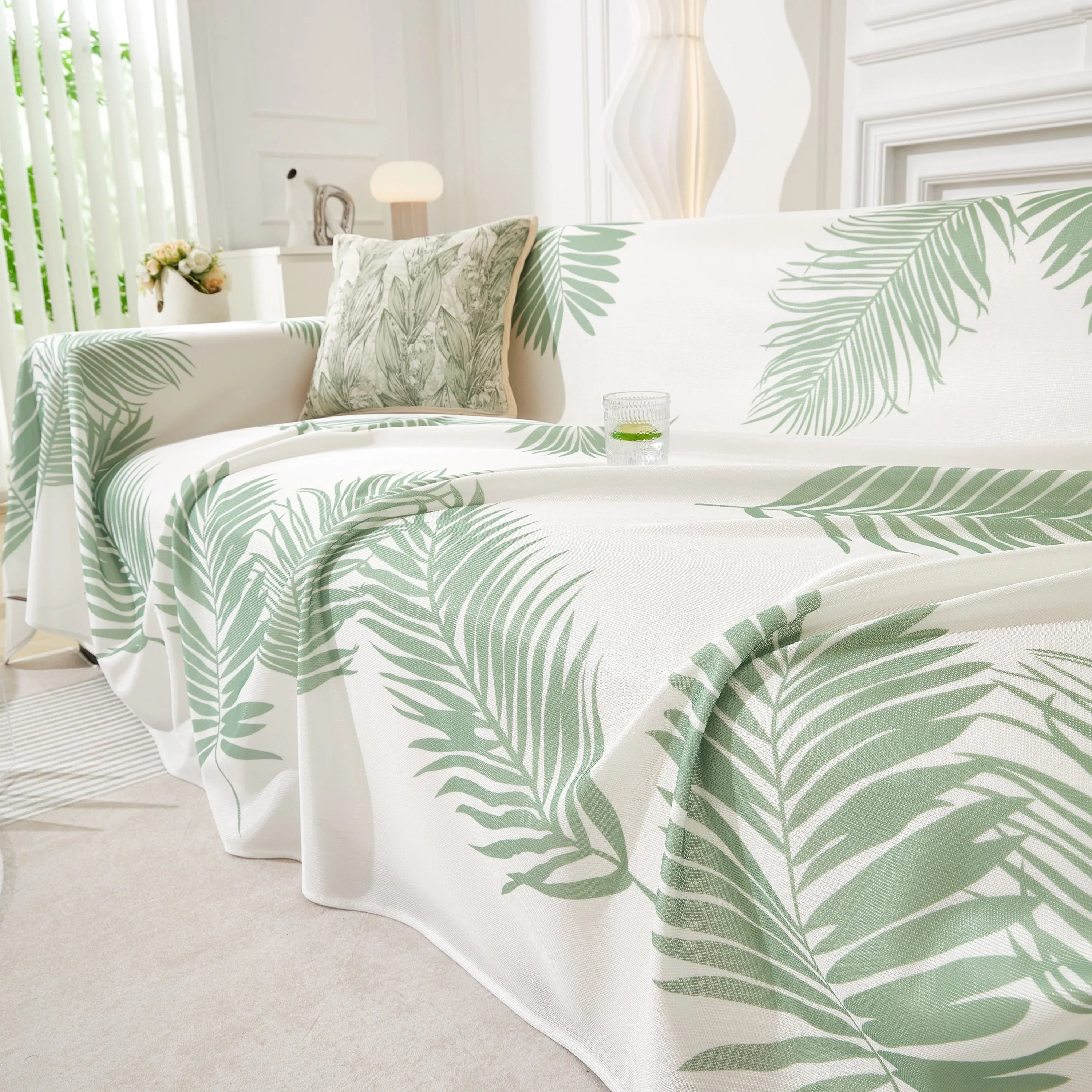 Leaf Printed Slipcover Sofa Covers, Universal Couch Throw Cover, Pets Furniture Protector for Home Decor - TaroTextile