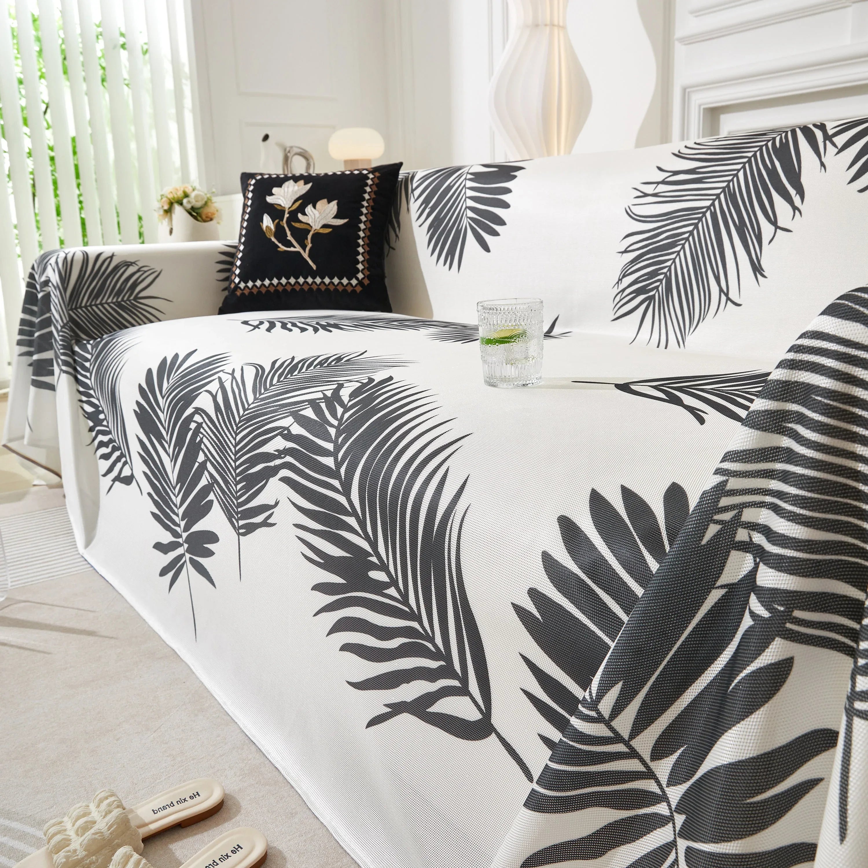 Leaf Printed Slipcover Sofa Covers, Universal Couch Throw Cover, Pets Furniture Protector for Home Decor - TaroTextile