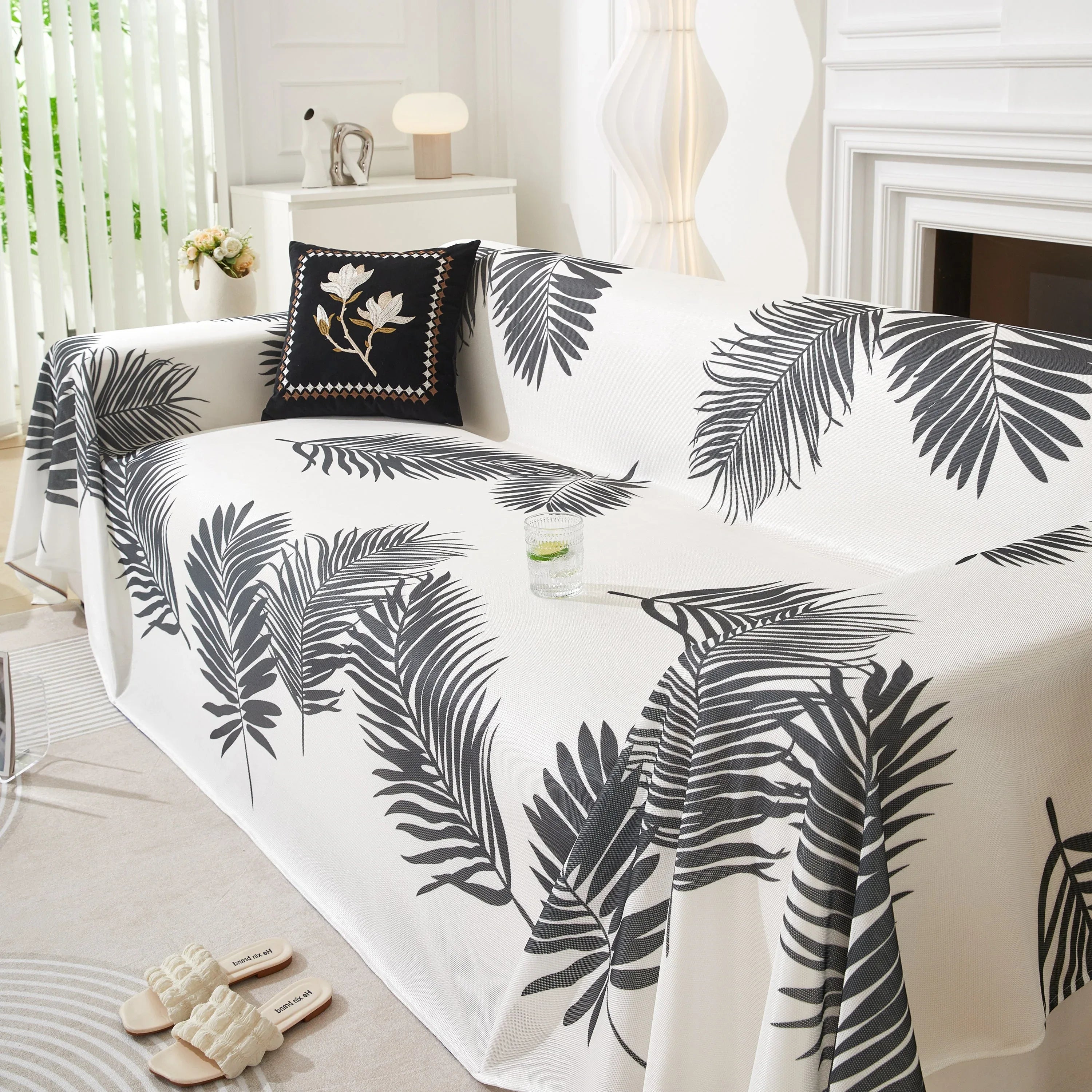 Leaf Printed Slipcover Sofa Covers, Universal Couch Throw Cover, Pets Furniture Protector for Home Decor - TaroTextile