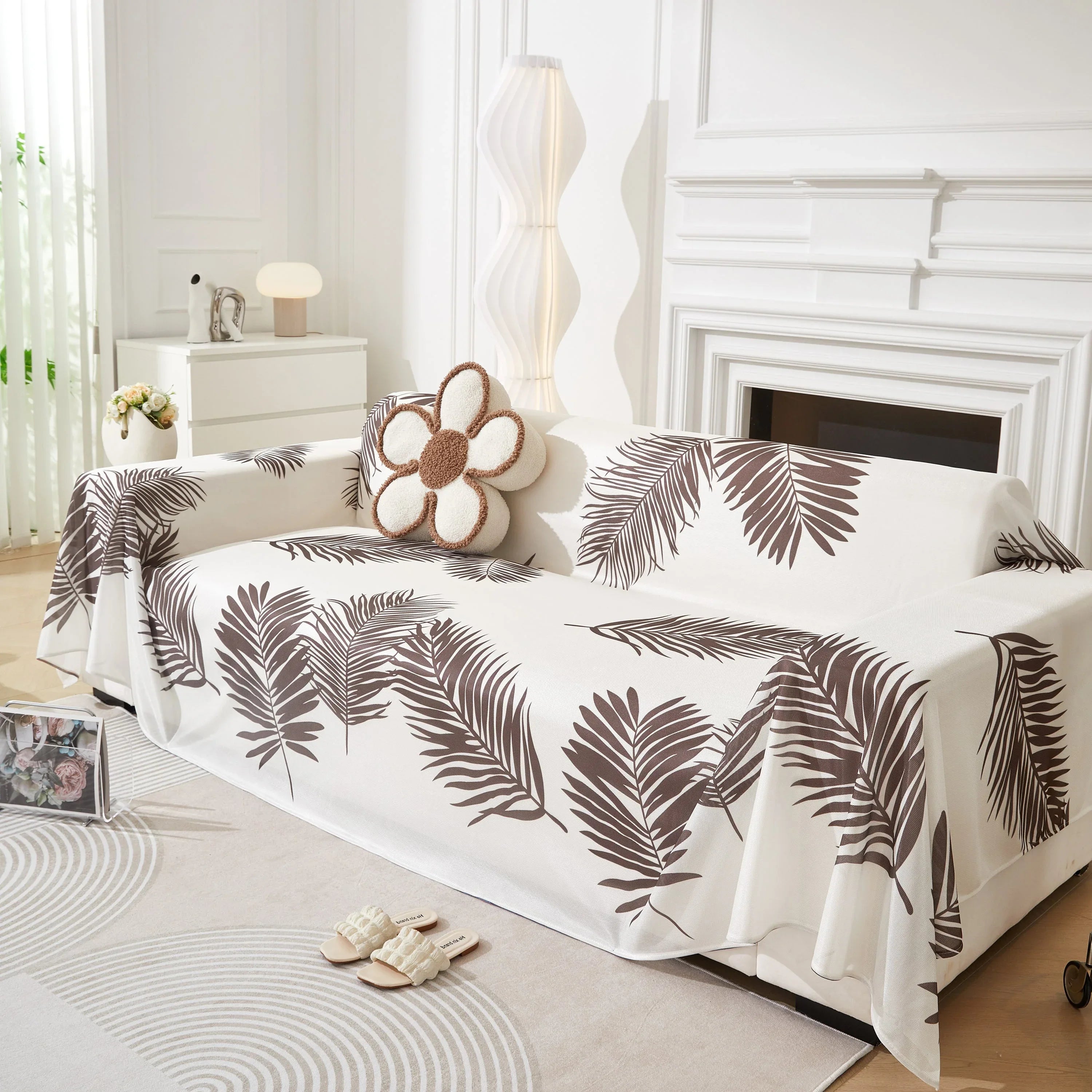 Leaf Printed Slipcover Sofa Covers, Universal Couch Throw Cover, Pets Furniture Protector for Home Decor - TaroTextile