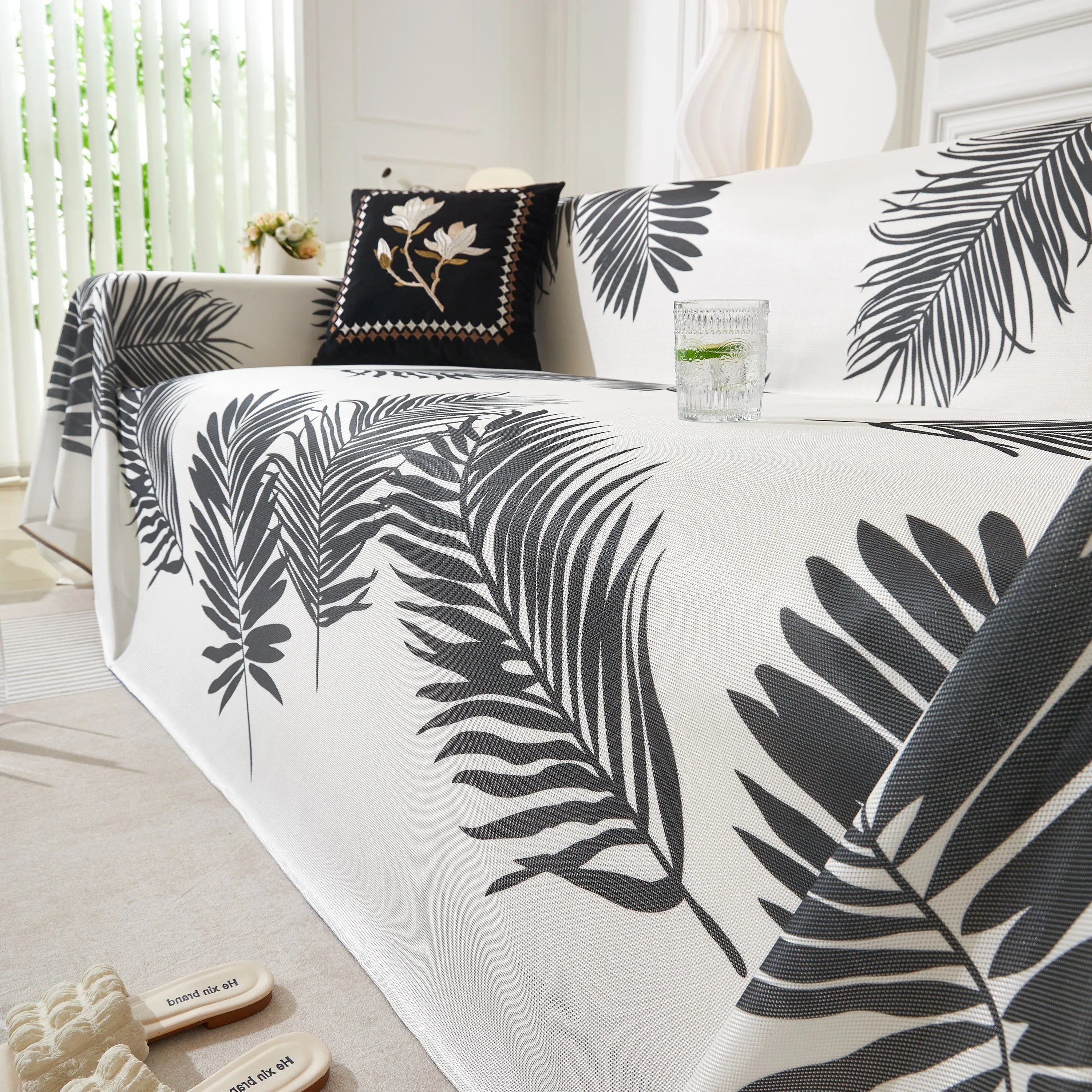 Leaf Printed Slipcover Sofa Covers, Universal Couch Throw Cover, Pets Furniture Protector for Home Decor - TaroTextile