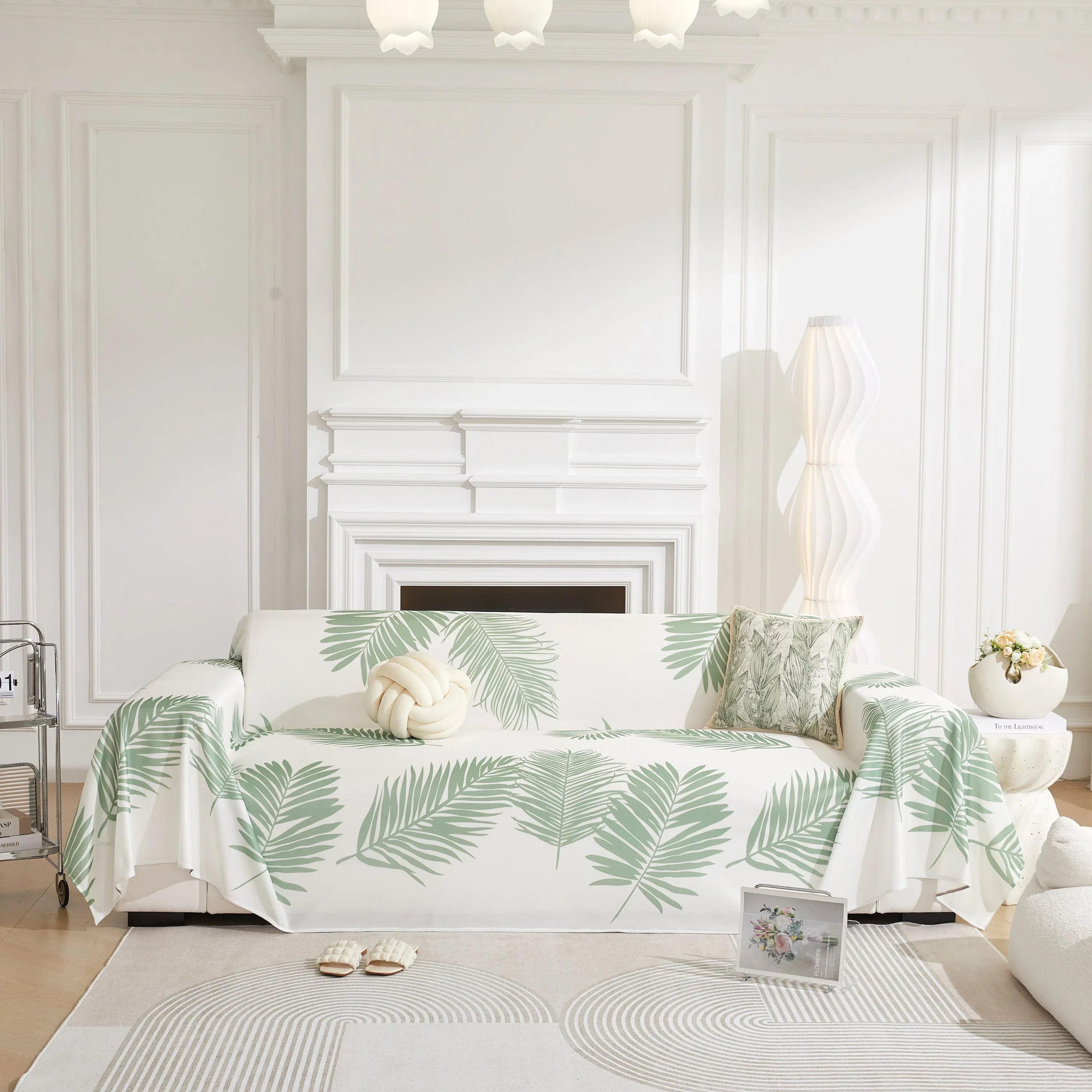 Leaf Printed Slipcover Sofa Covers, Universal Couch Throw Cover, Pets Furniture Protector for Home Decor - TaroTextile