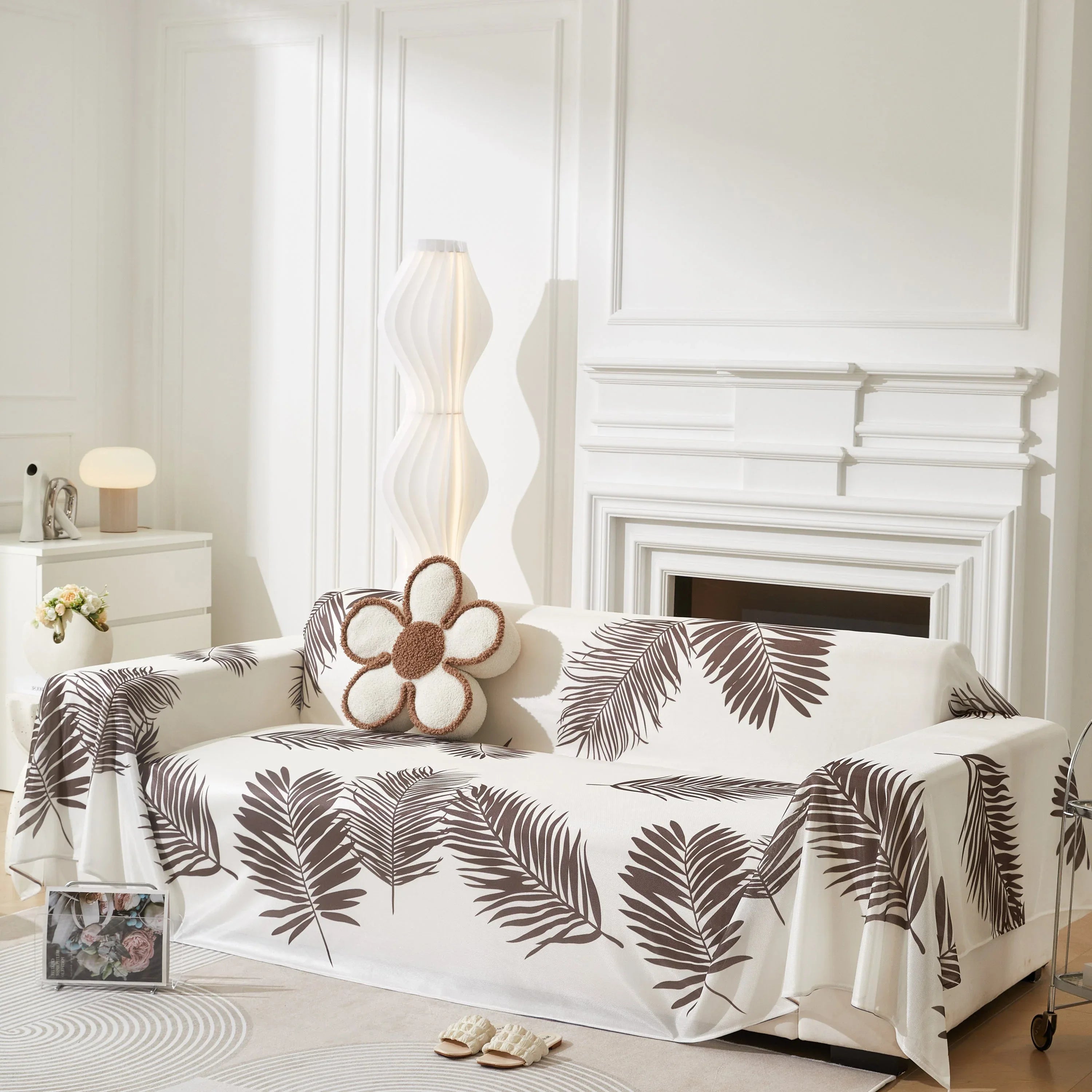 Leaf Printed Slipcover Sofa Covers, Universal Couch Throw Cover, Pets Furniture Protector for Home Decor - TaroTextile