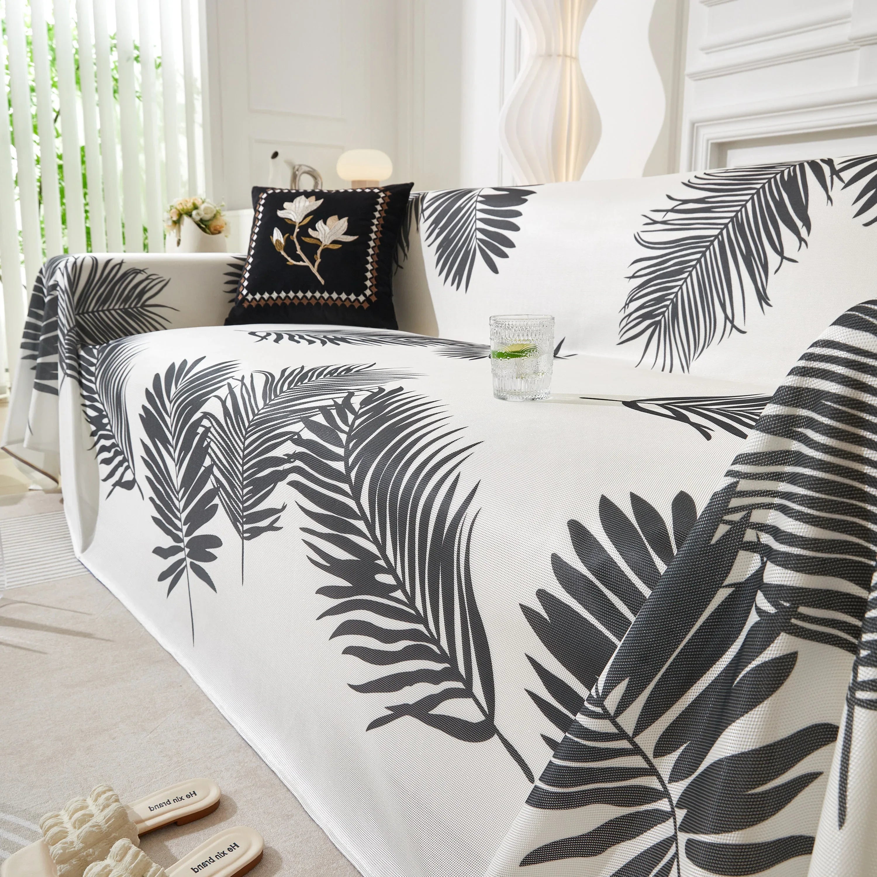 Leaf Printed Slipcover Sofa Covers, Universal Couch Throw Cover, Pets Furniture Protector for Home Decor - TaroTextile